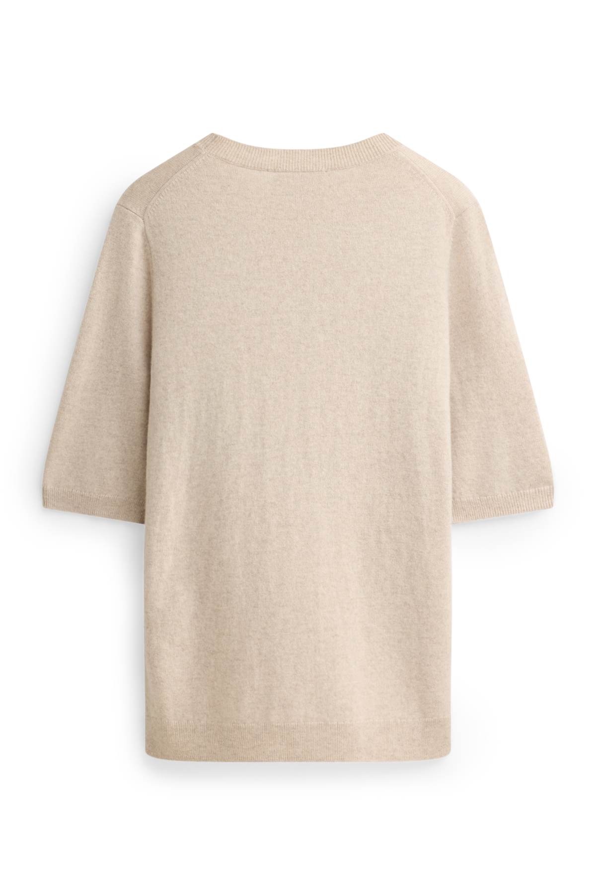 Cashmere jumper - short sleeve - beige