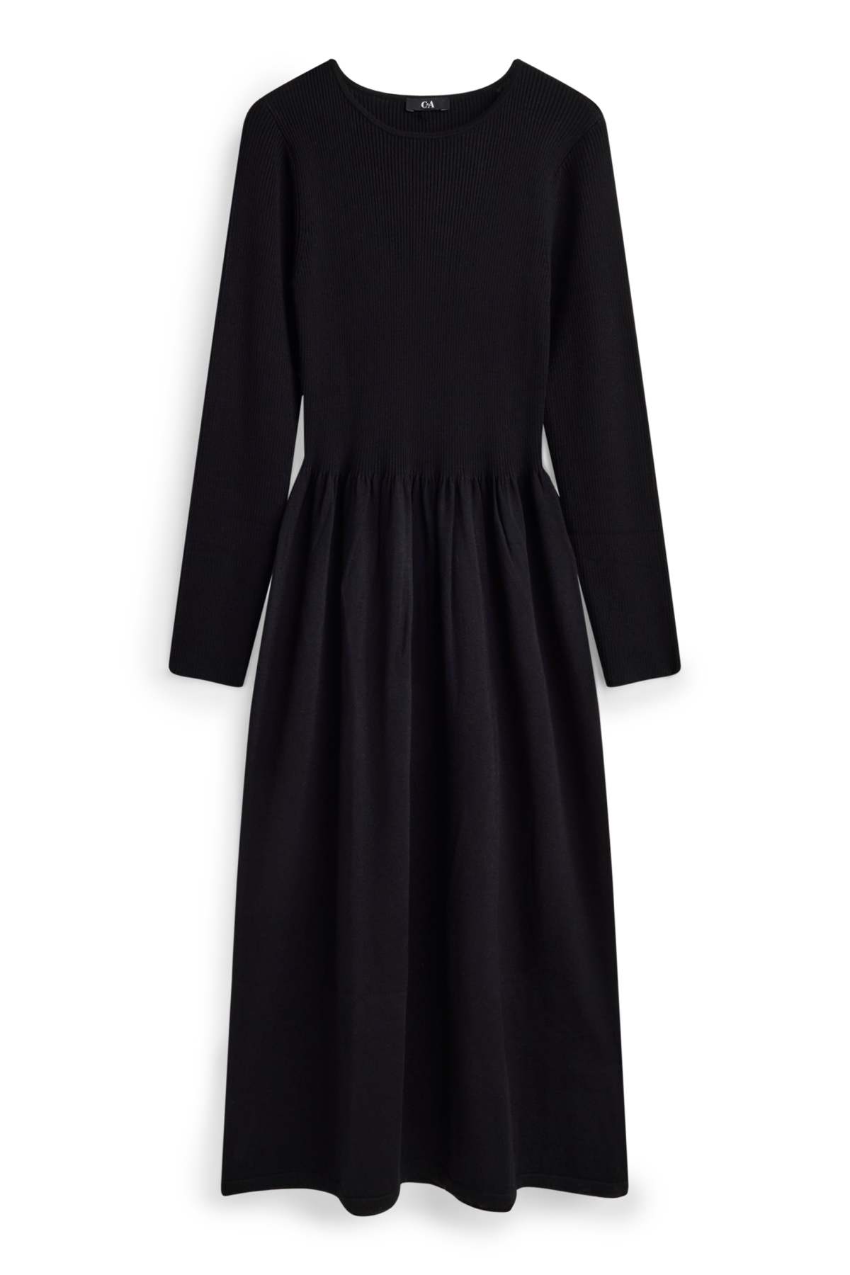 Knitted dress - ribbed - black