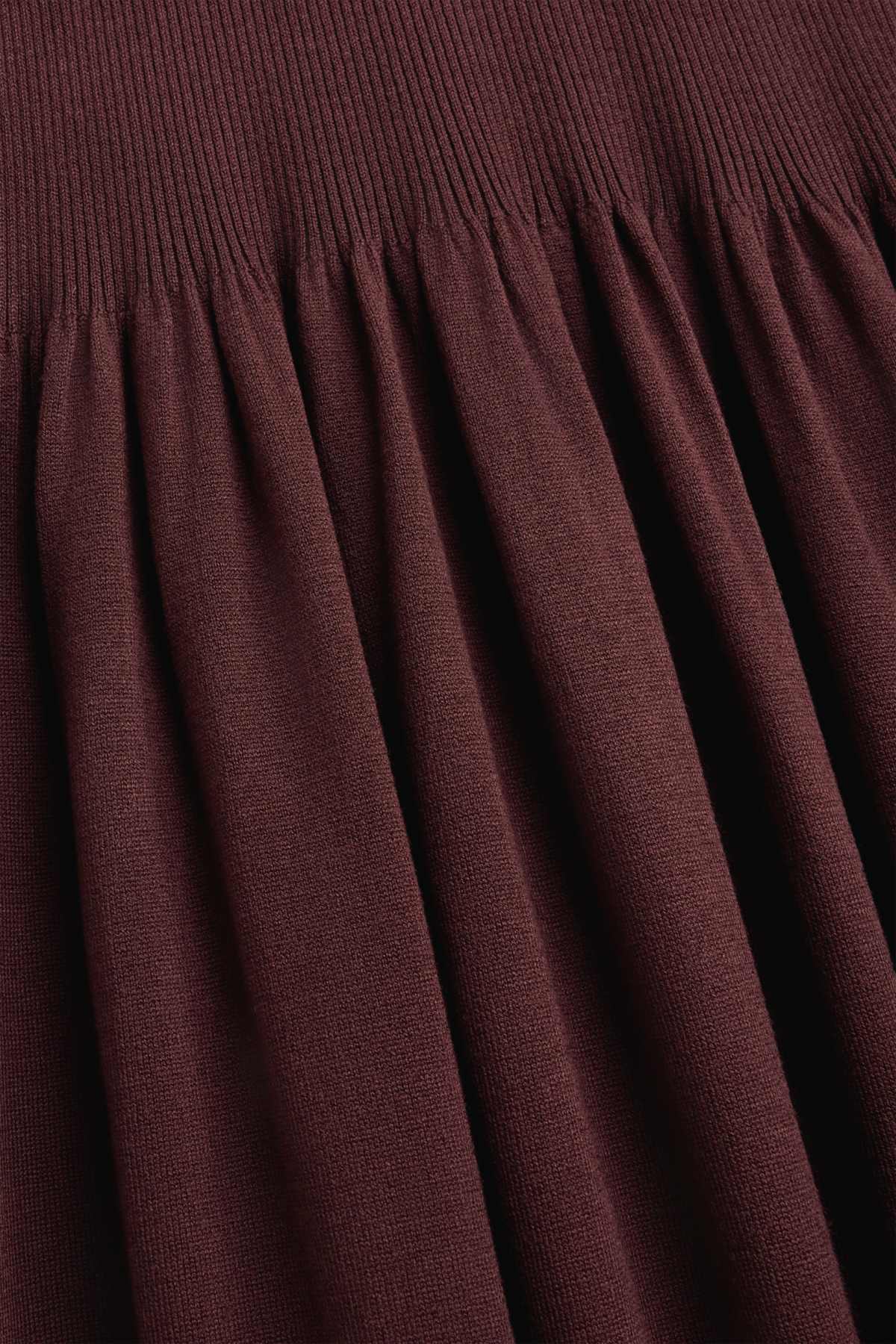 Knitted dress - ribbed - dark brown