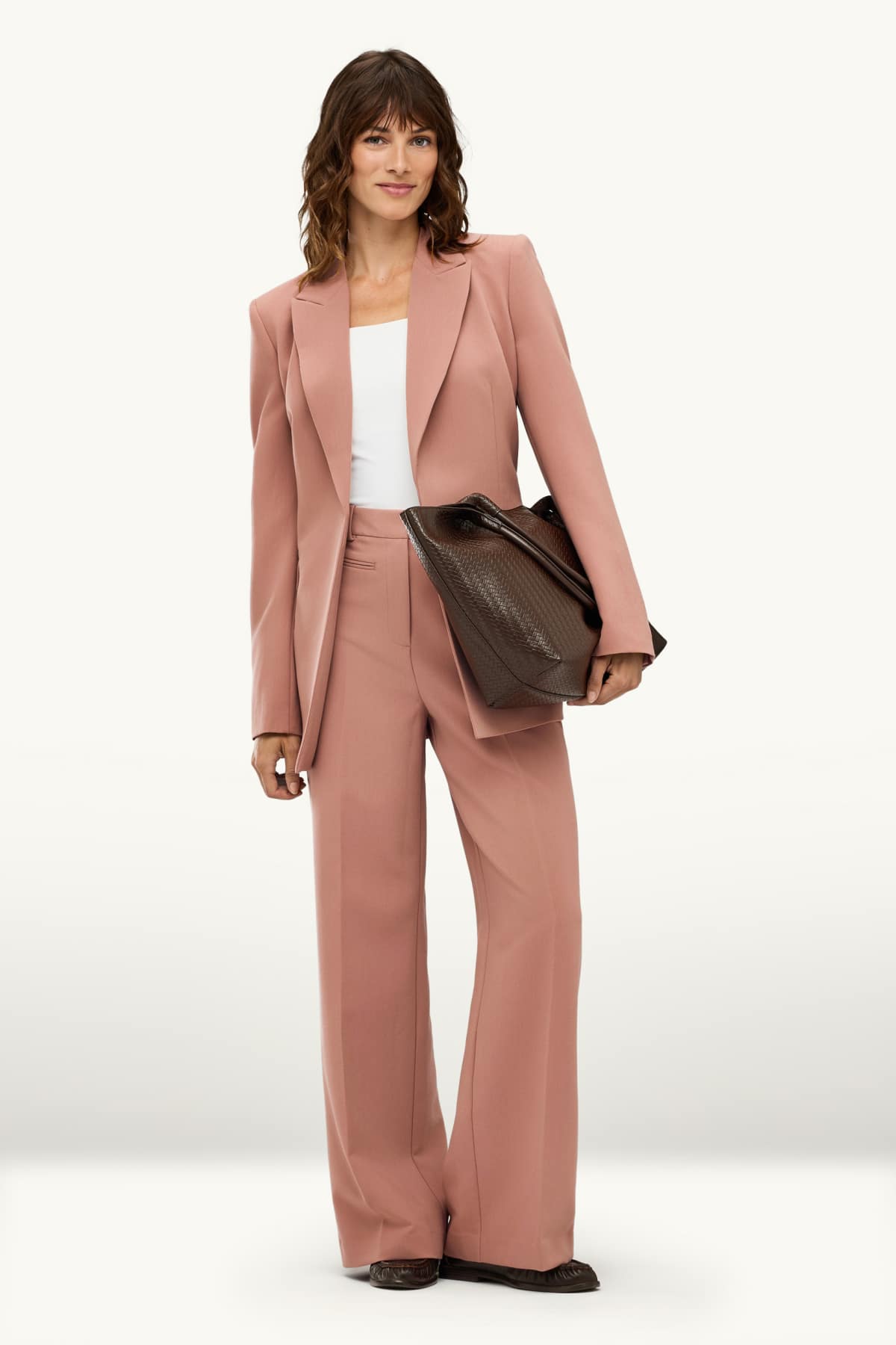 Cloth trousers - high waist - wide leg - rose