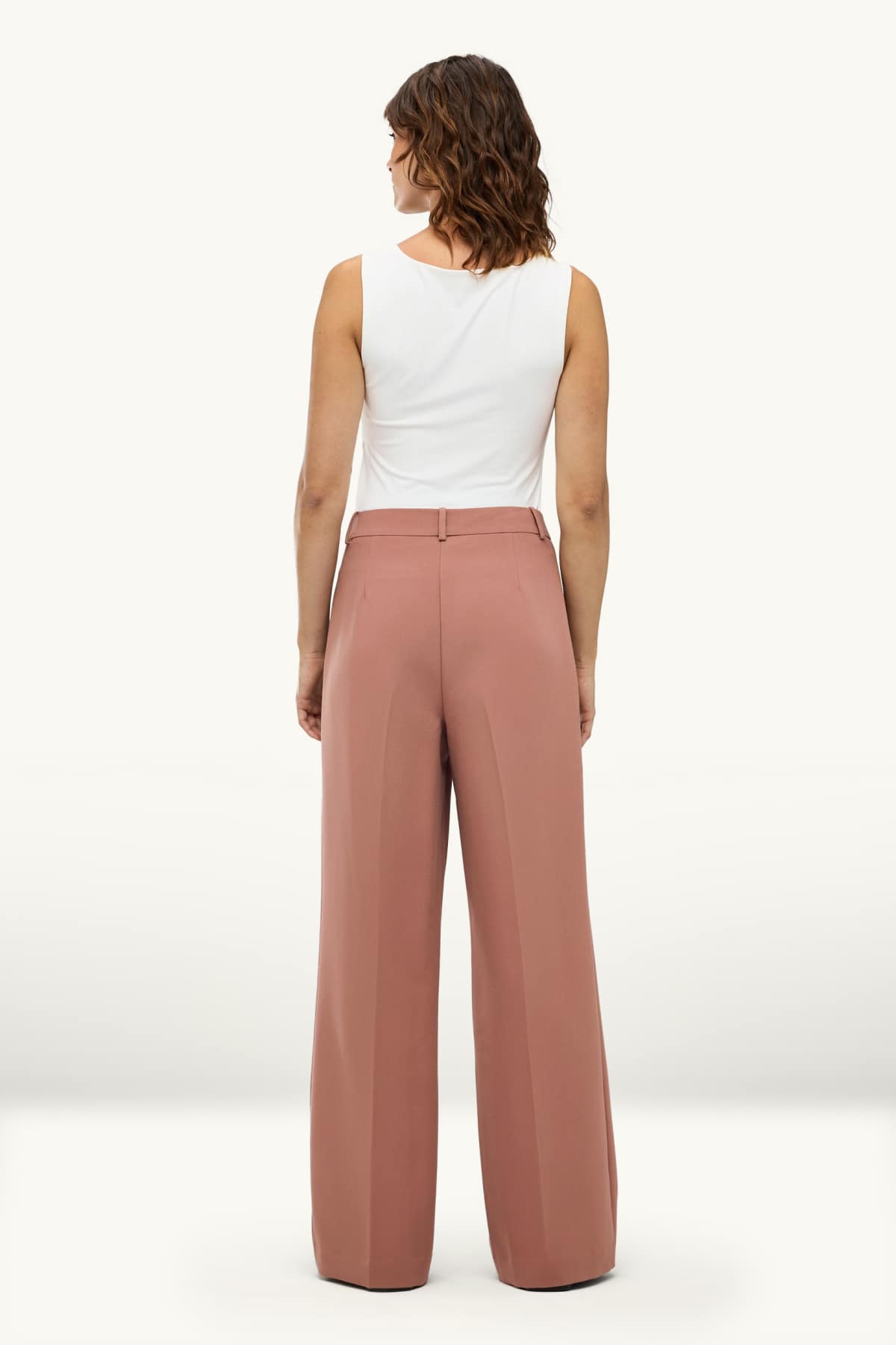 Cloth trousers - high waist - wide leg - rose