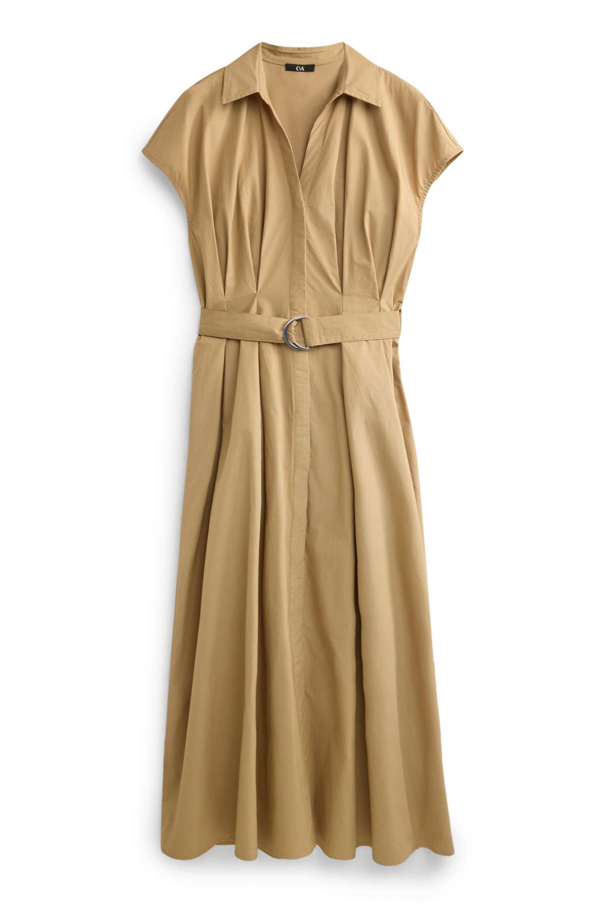 Dress with belt - straight fit - beige