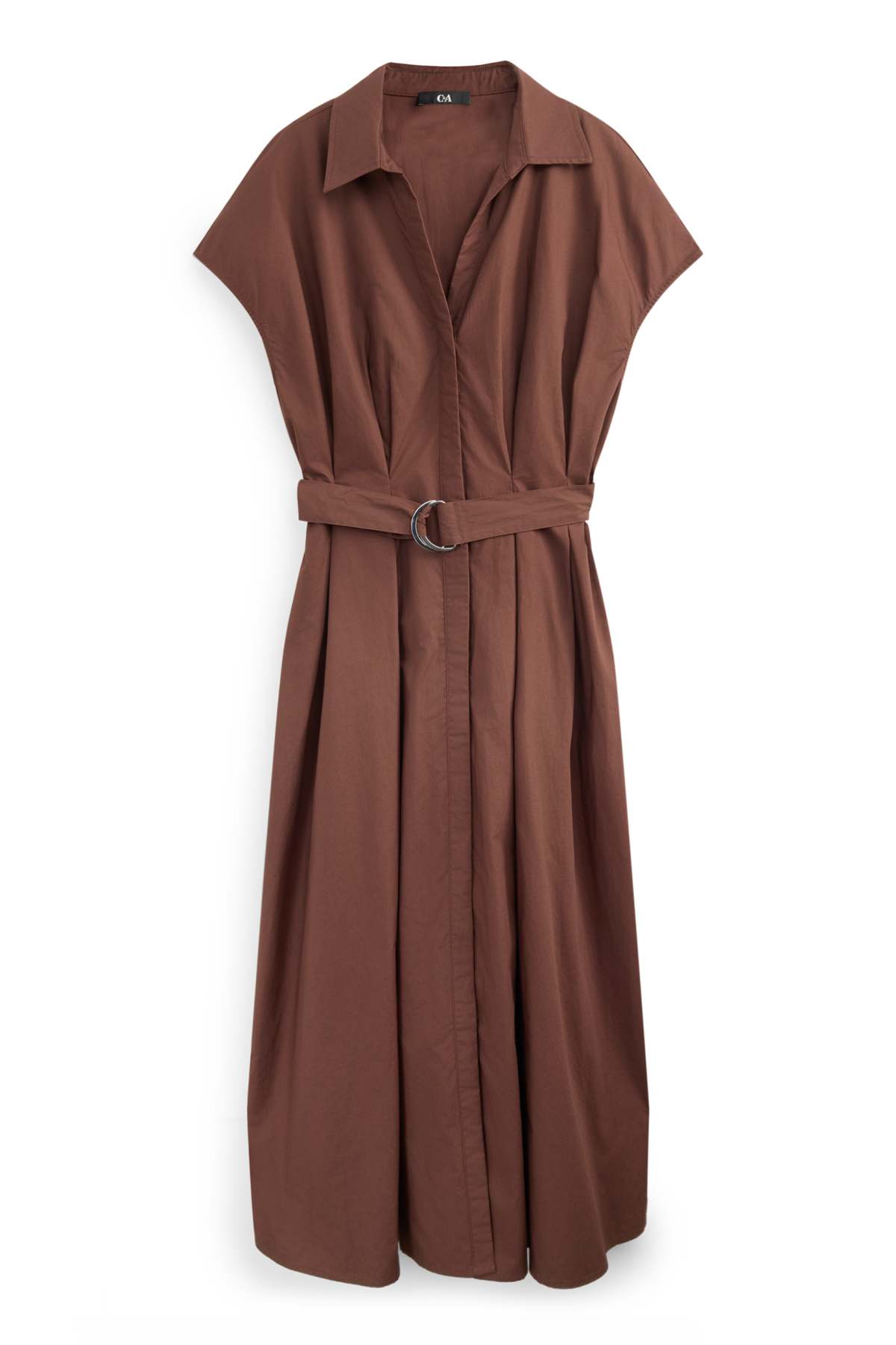 Dress with belt - straight fit - dark brown