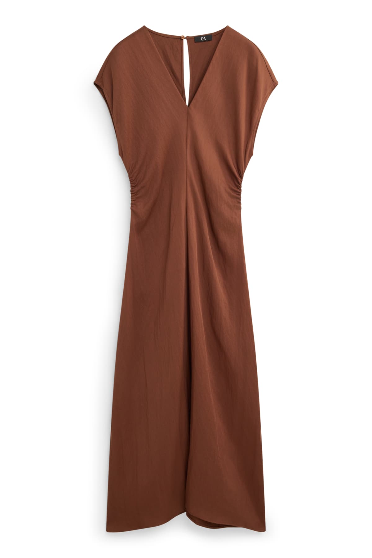 V-neck dress - straight fit - rust