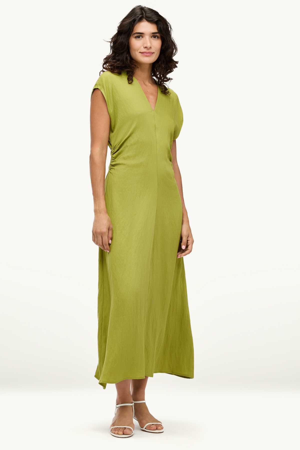 V-neck dress - straight fit - green