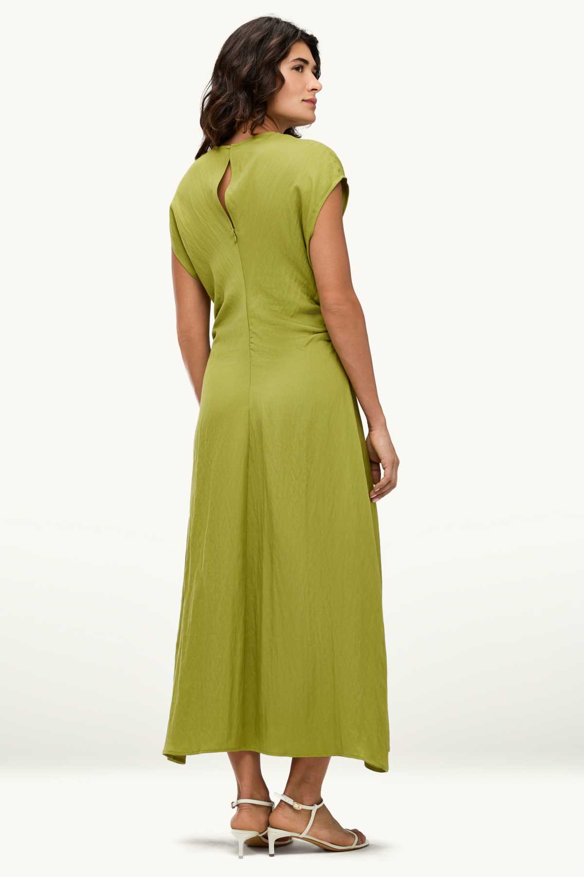 V-neck dress - straight fit - green