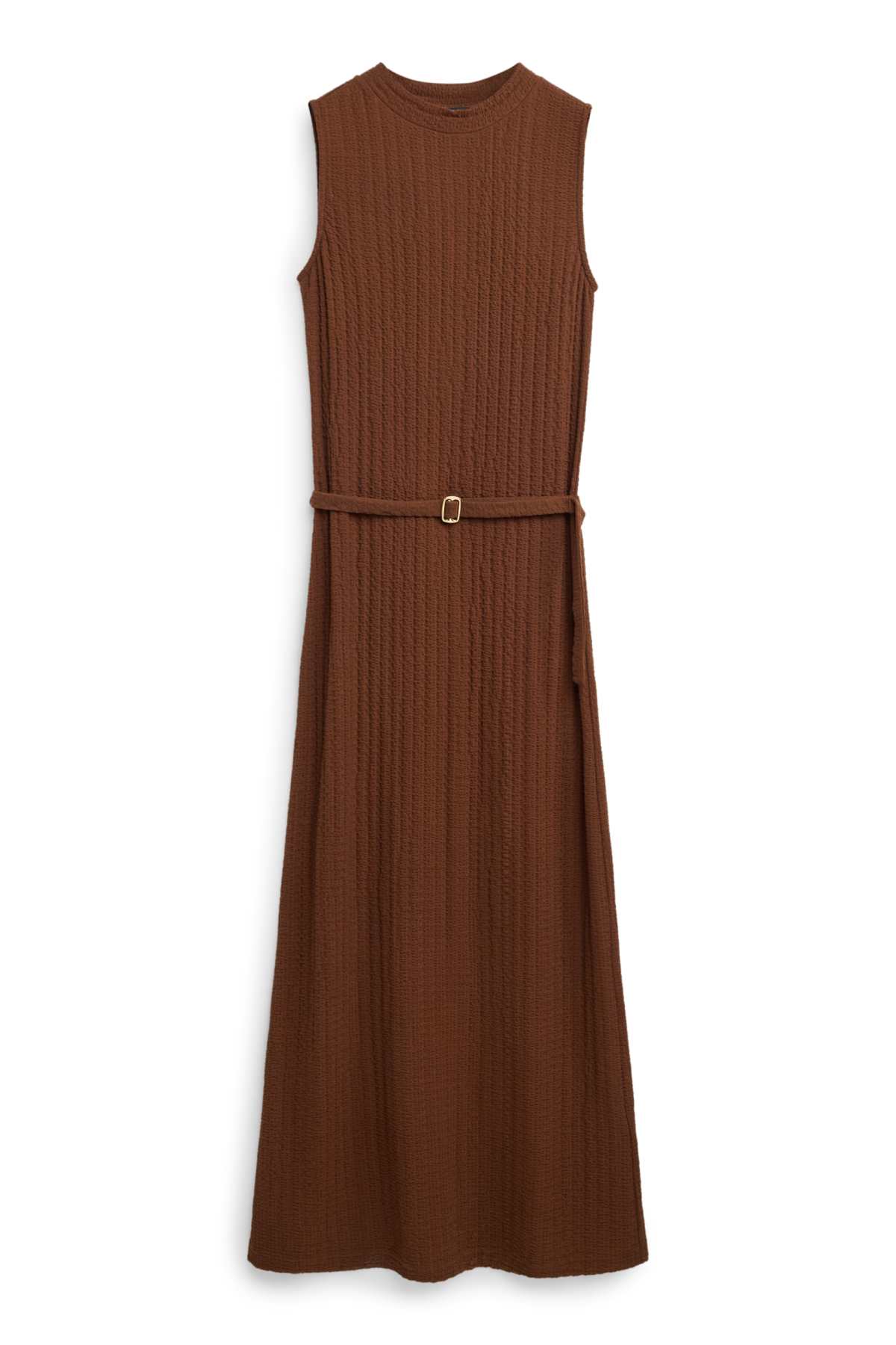 Dress with belt - straight fit - brown