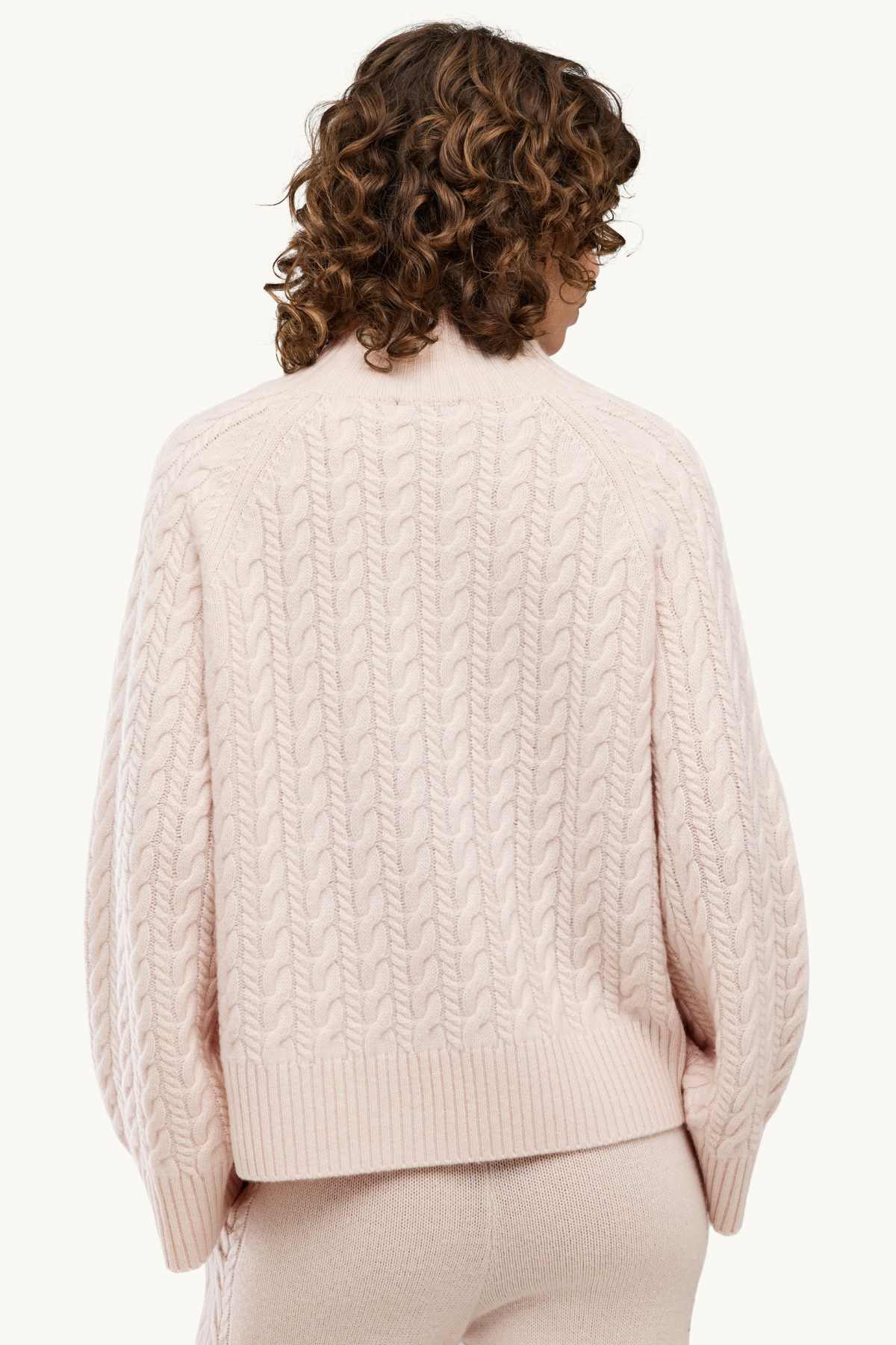Turtleneck jumper with cashmere content - wool blend - pale pink