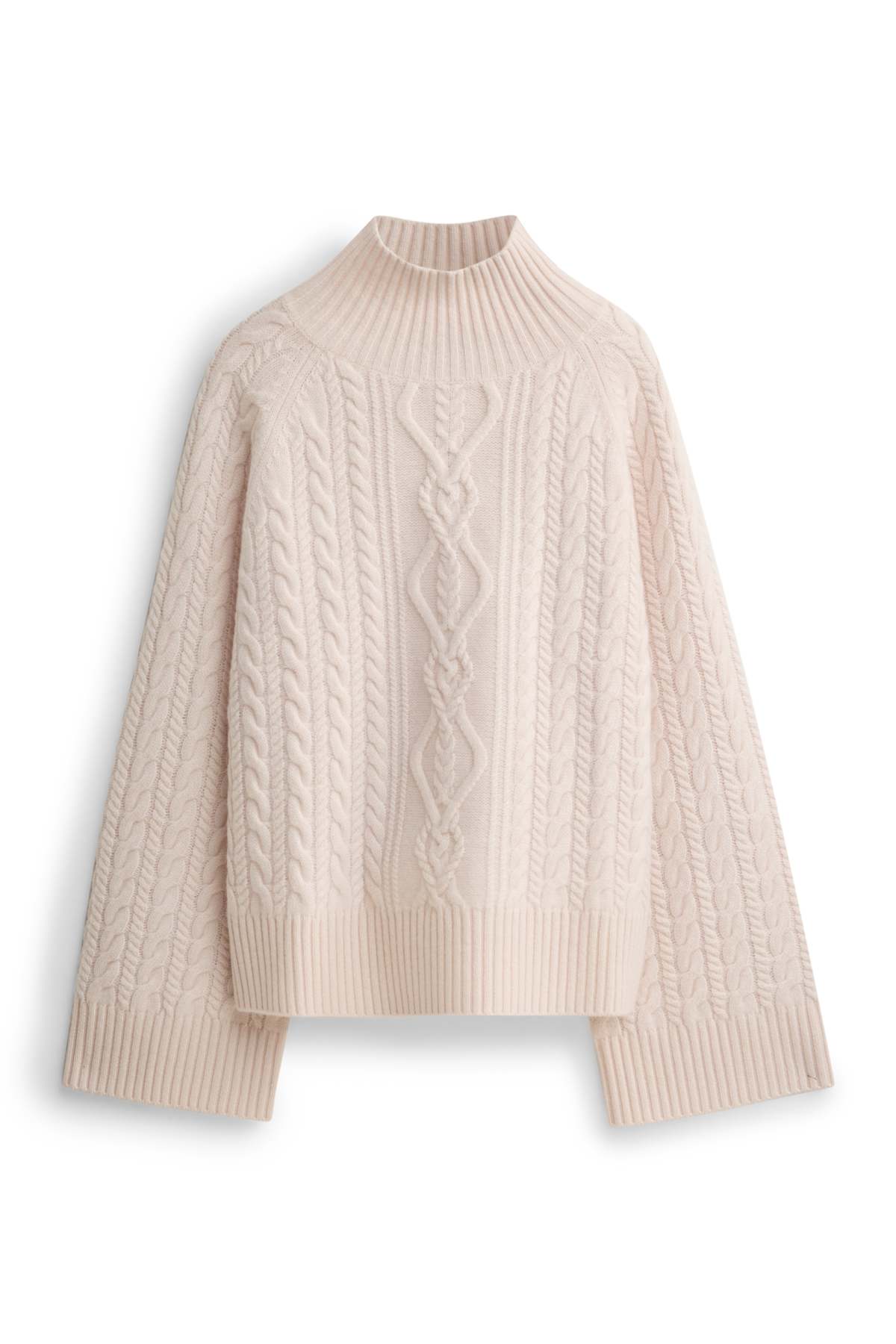 Turtleneck jumper with cashmere content - wool blend - pale pink
