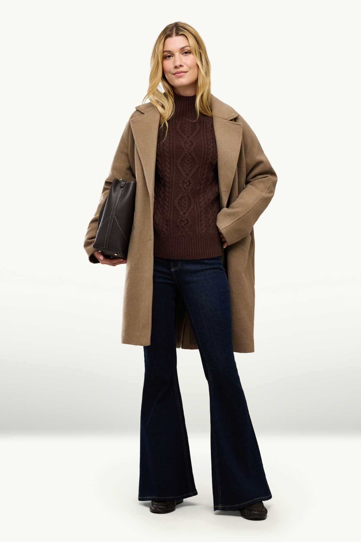 Turtleneck jumper with cashmere content - wool blend - dark brown