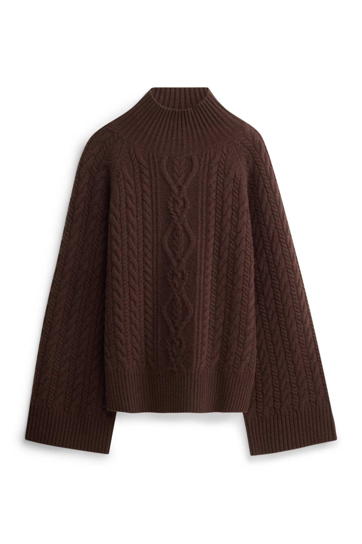Turtleneck jumper with cashmere content - wool blend - dark brown