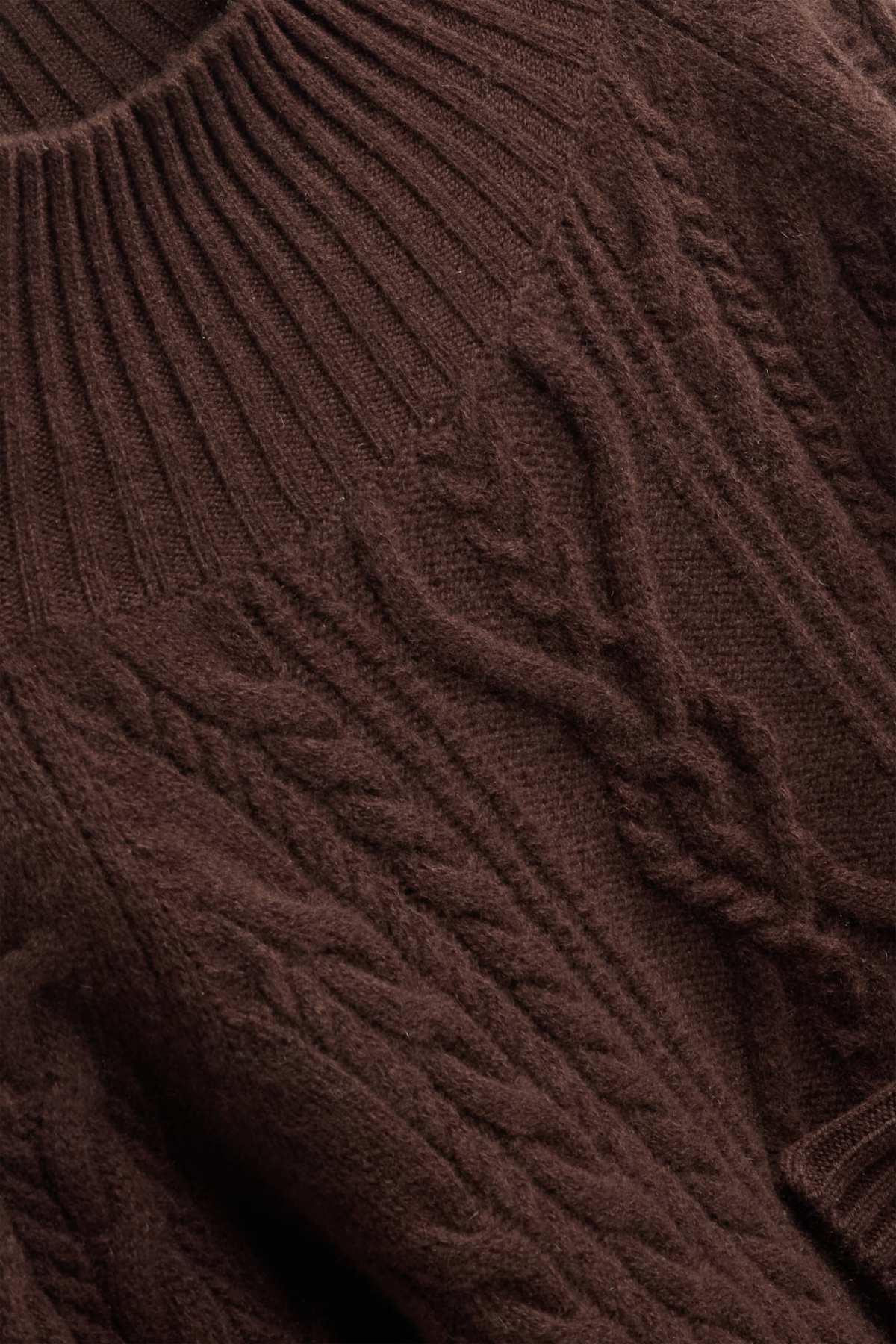 Turtleneck jumper with cashmere content - wool blend - dark brown
