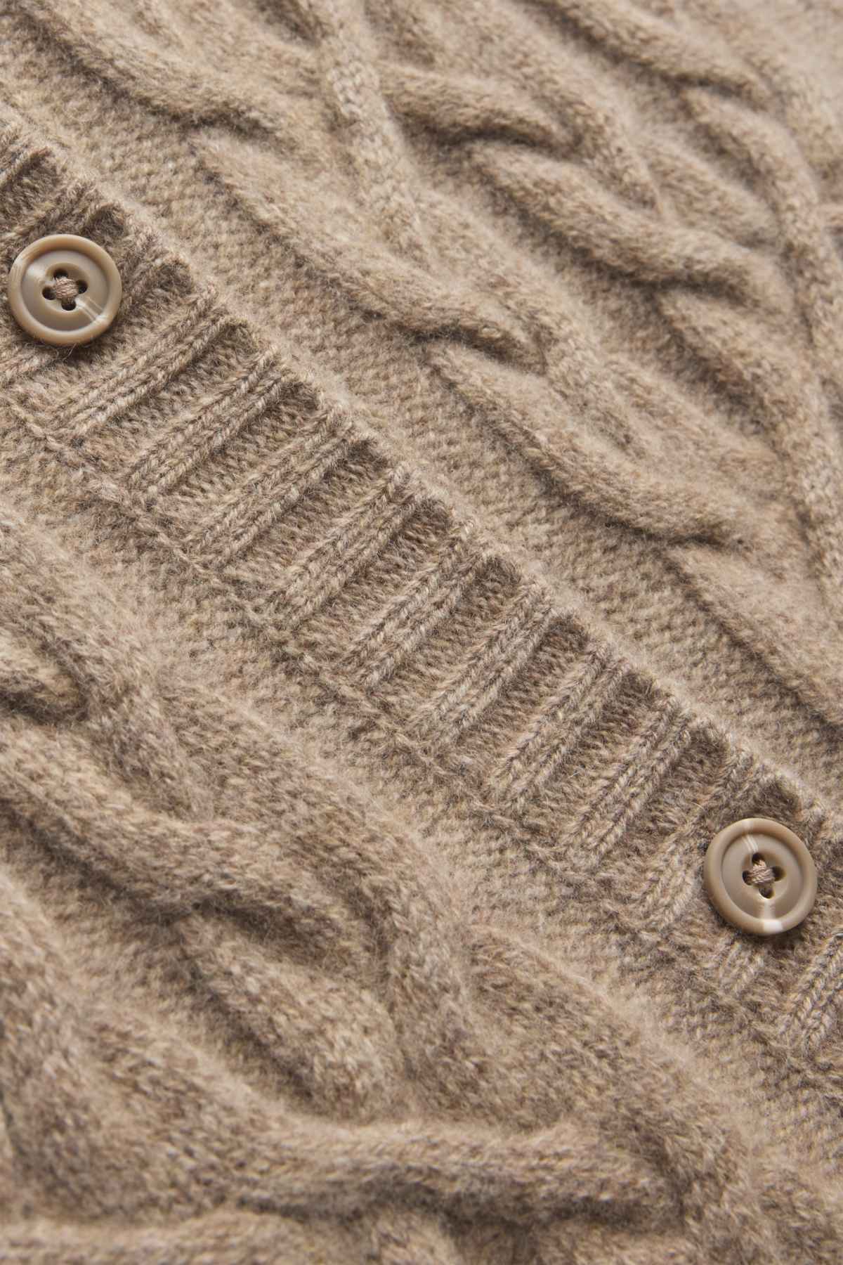 Knitted waistcoat with cashmere content - wool blend - cable knit pattern - beige