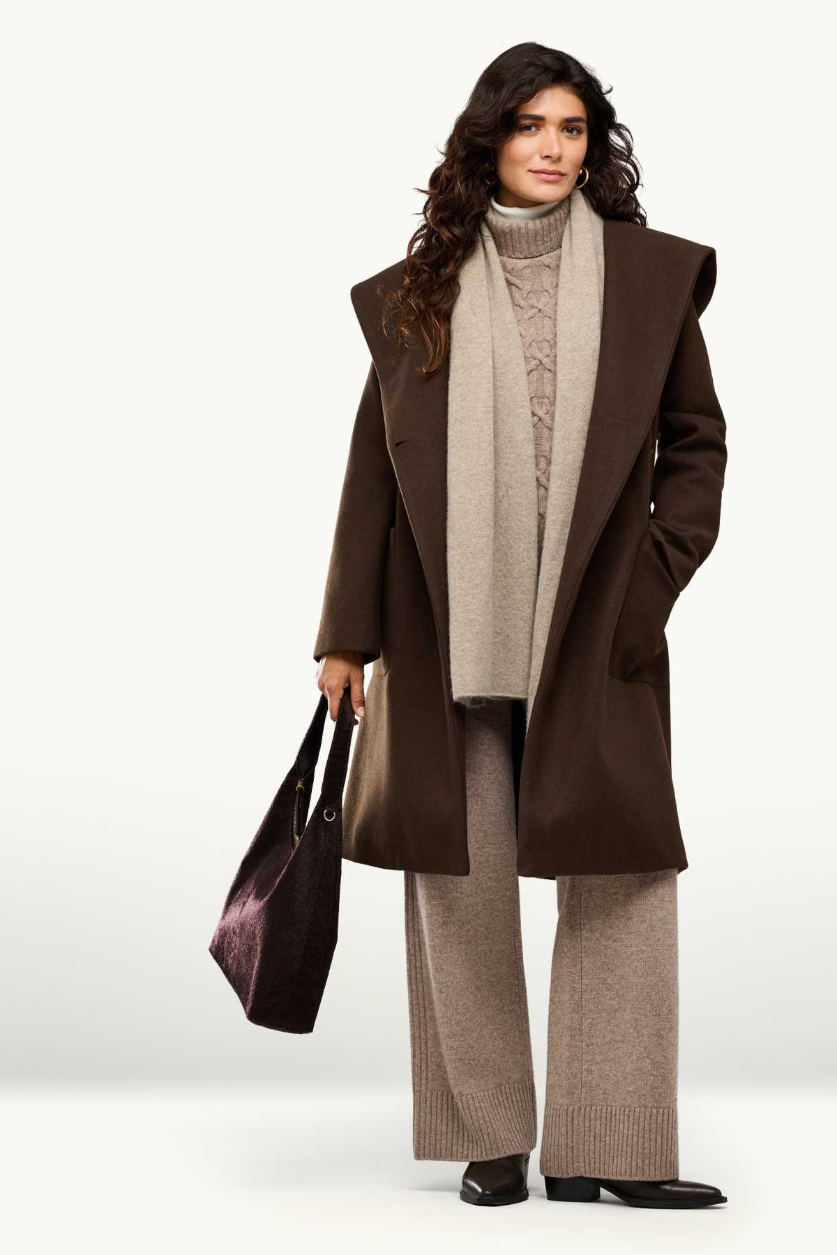 Turtleneck jumper with cashmere content - wool blend - beige
