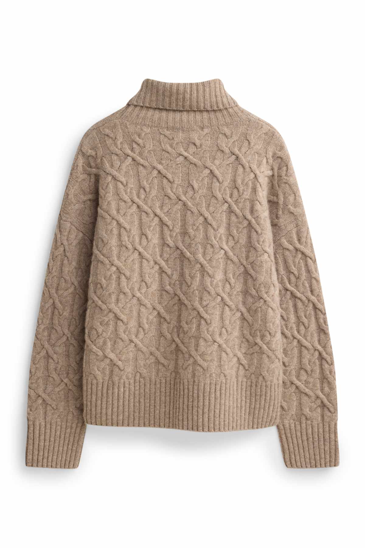 Turtleneck jumper with cashmere content - wool blend - beige