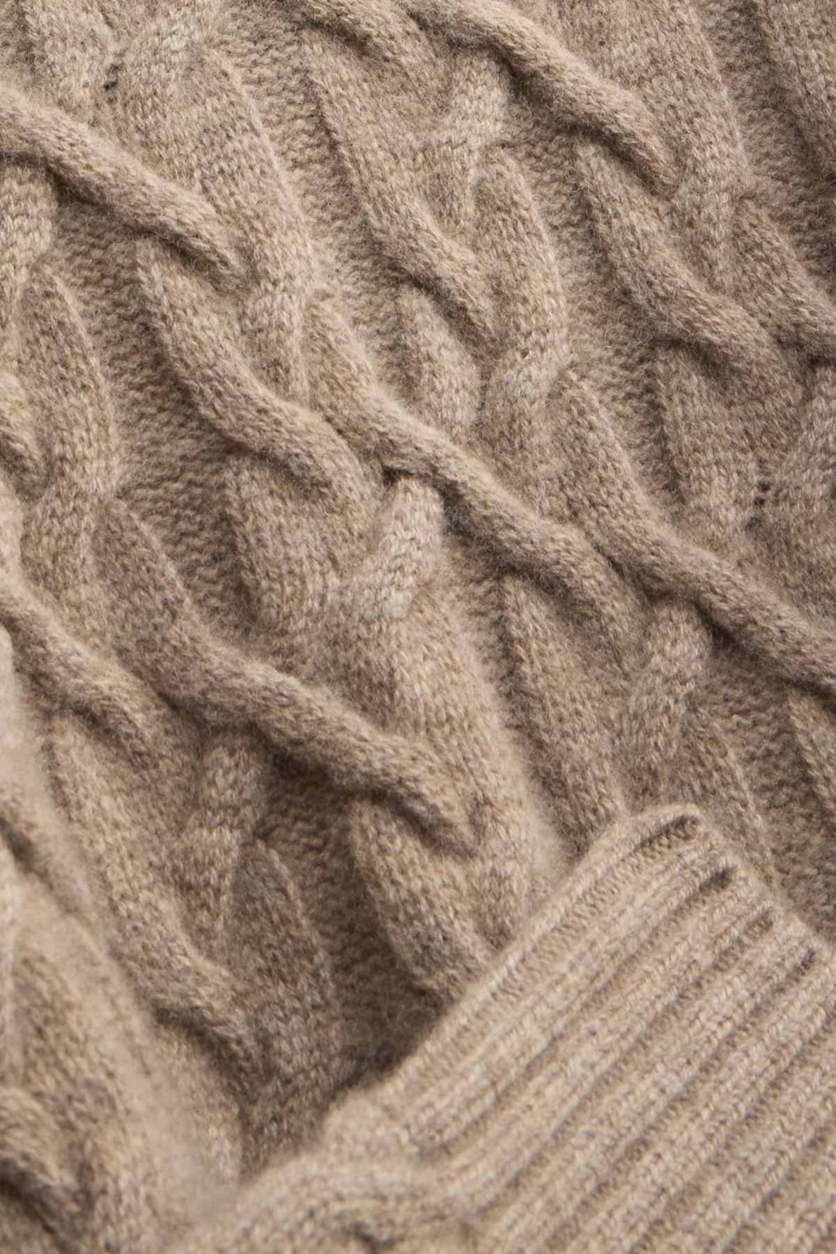 Turtleneck jumper with cashmere content - wool blend - beige