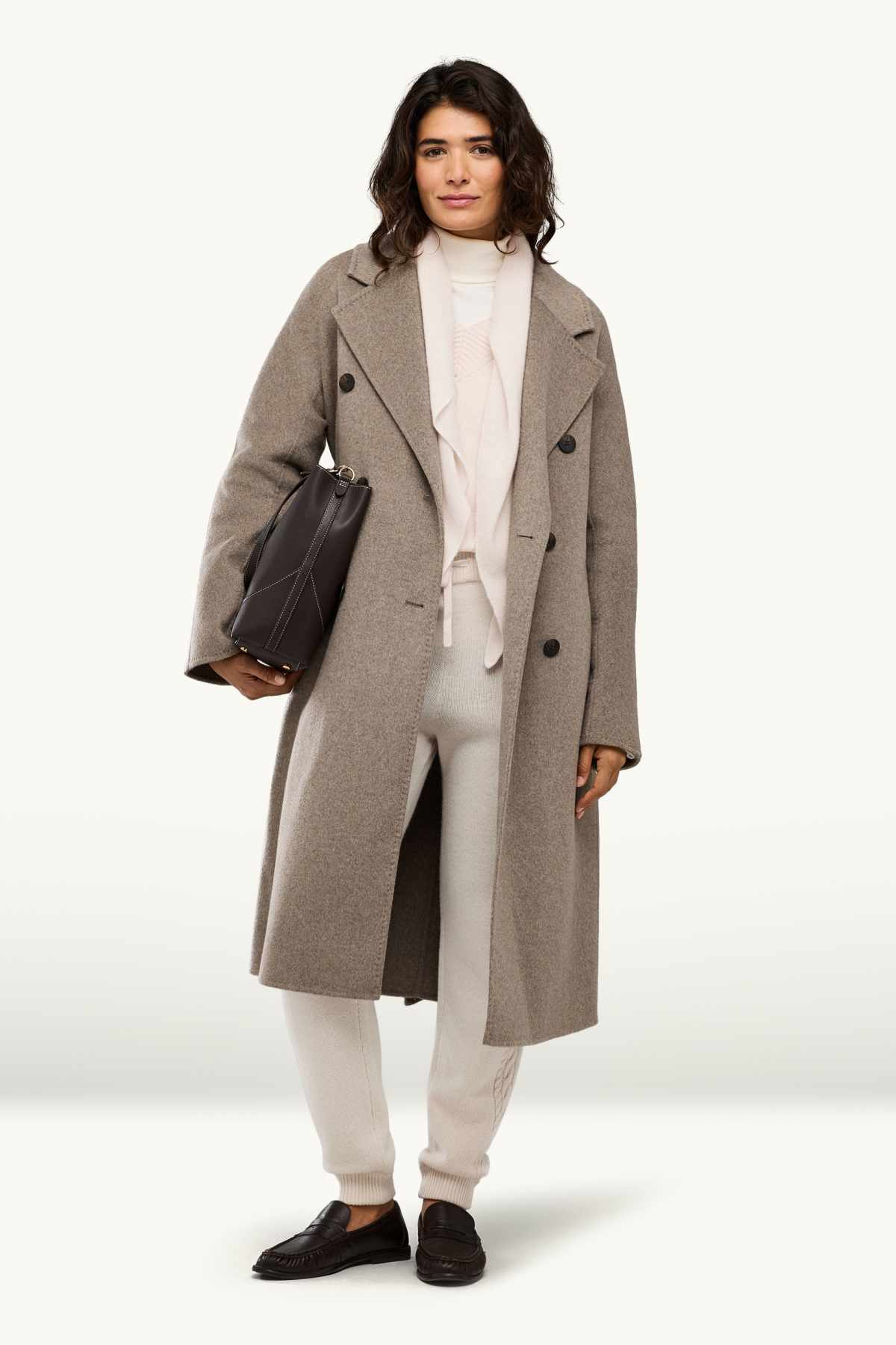 V-neck jumper with cashmere content - wool blend - pale pink