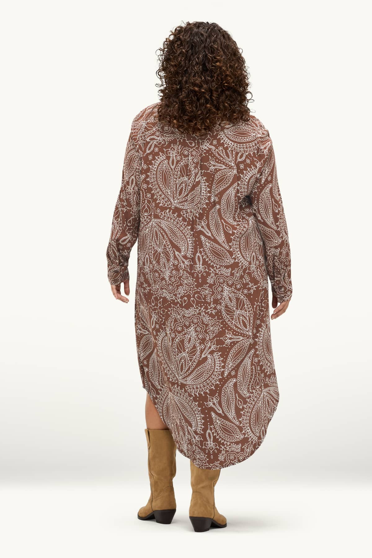 Shirt dress - patterned - brown