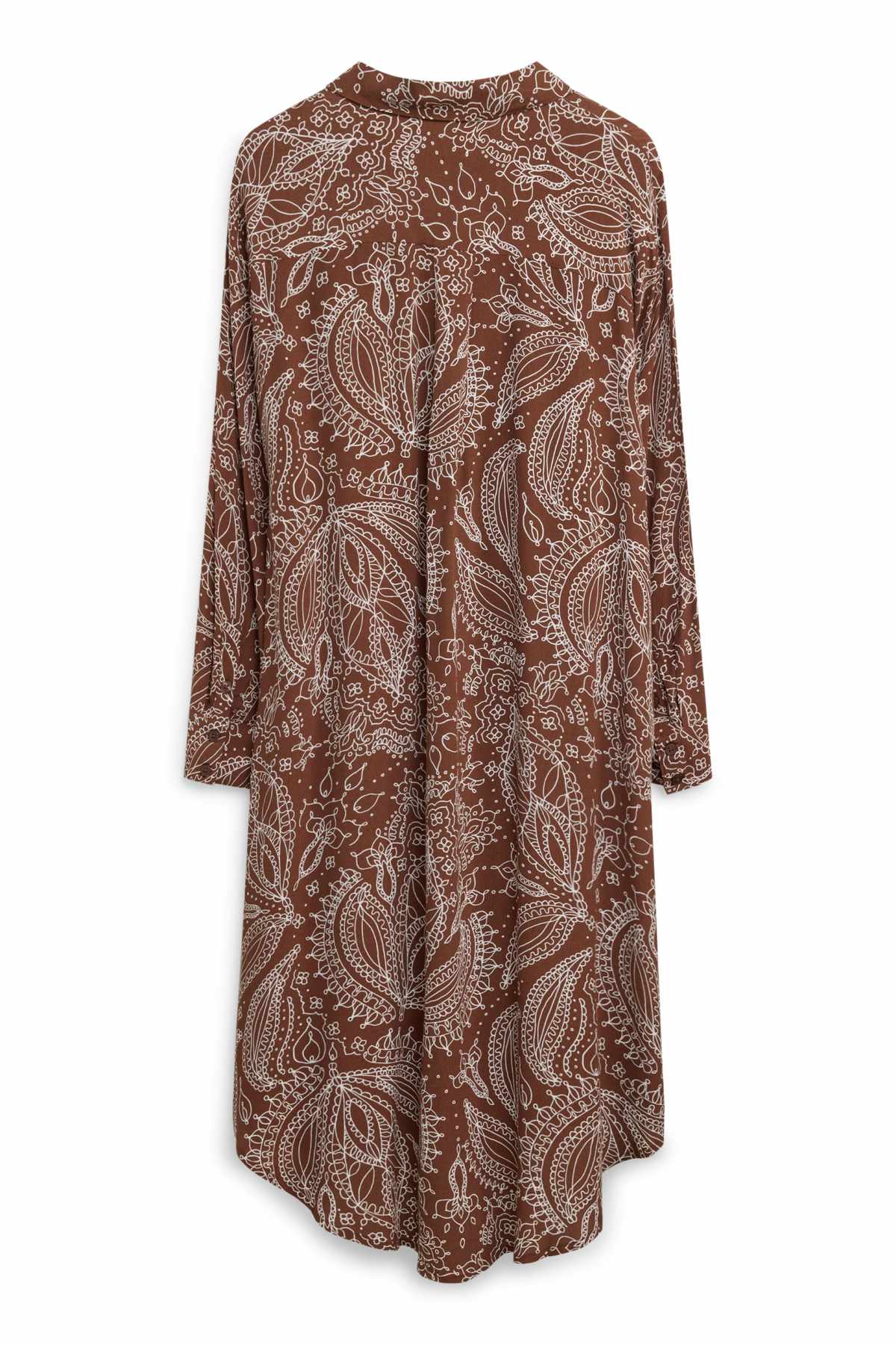 Shirt dress - patterned - brown