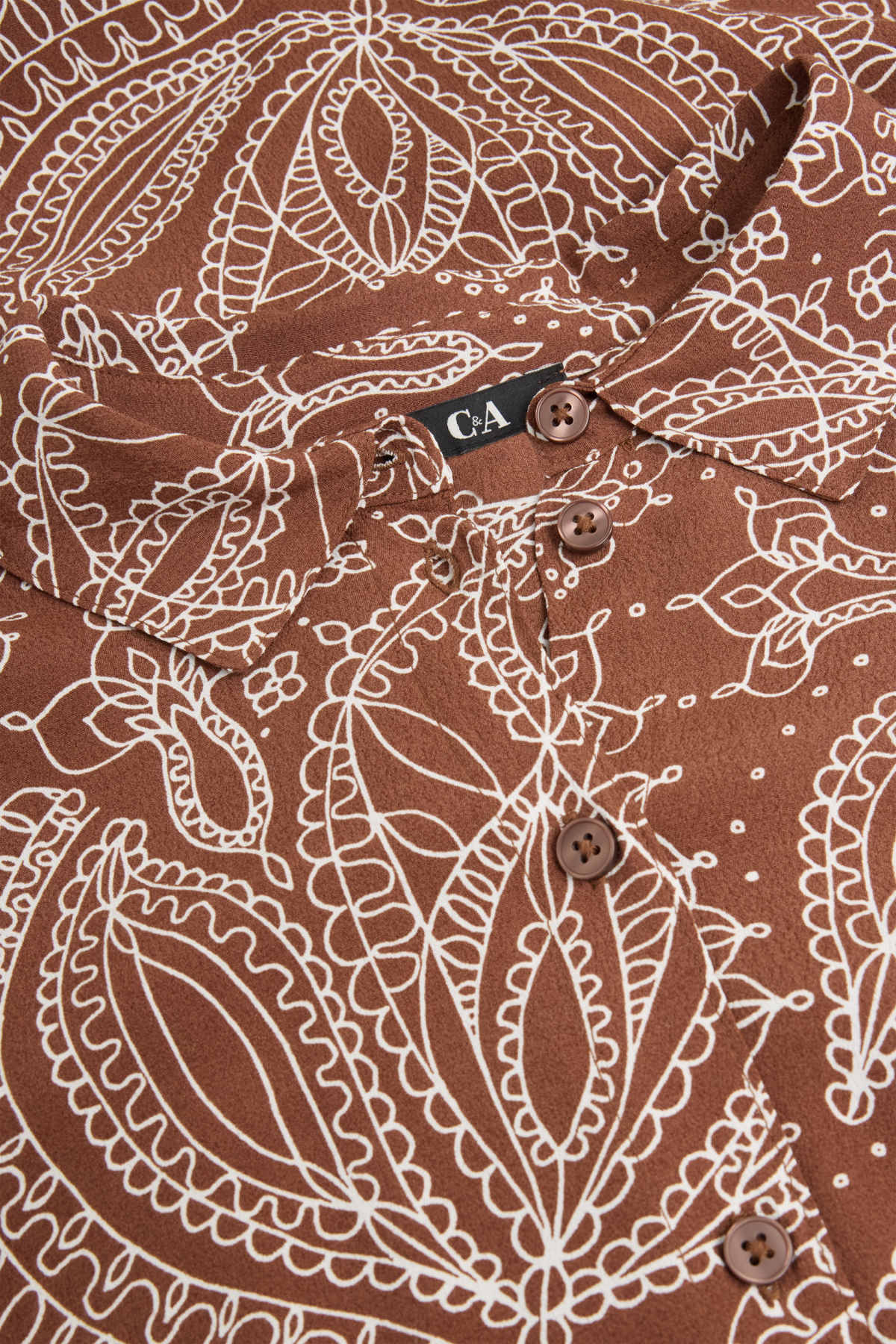 Shirt dress - patterned - brown