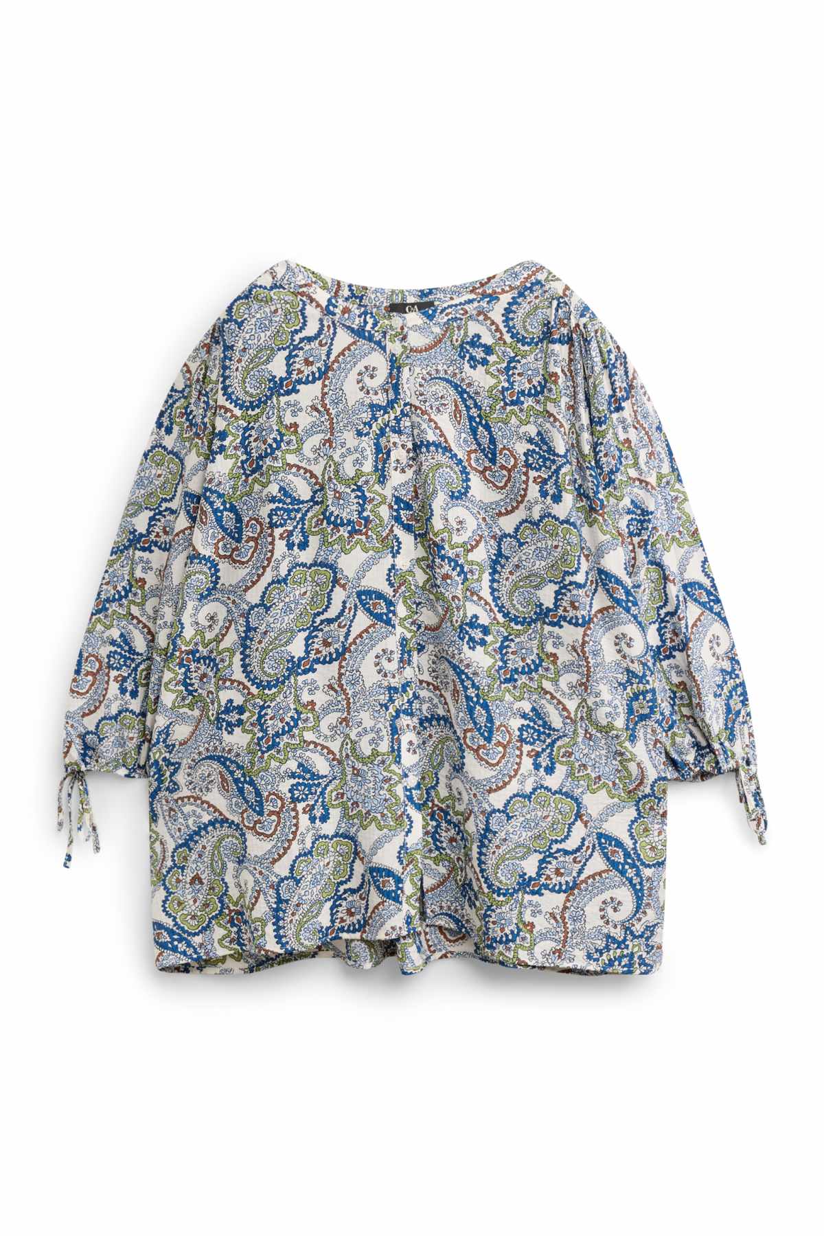 Blouse - patterned - blue / white