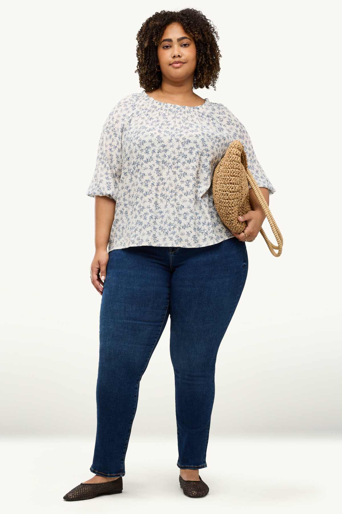 Blouse - floral - beige