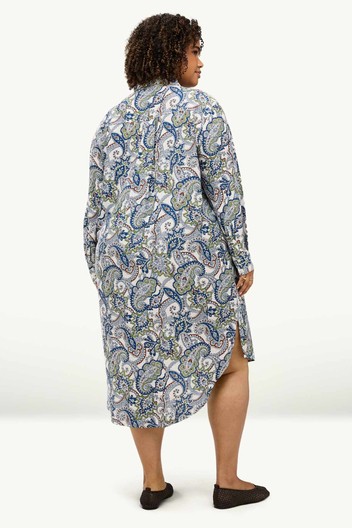A-line dress - patterned - blue / white