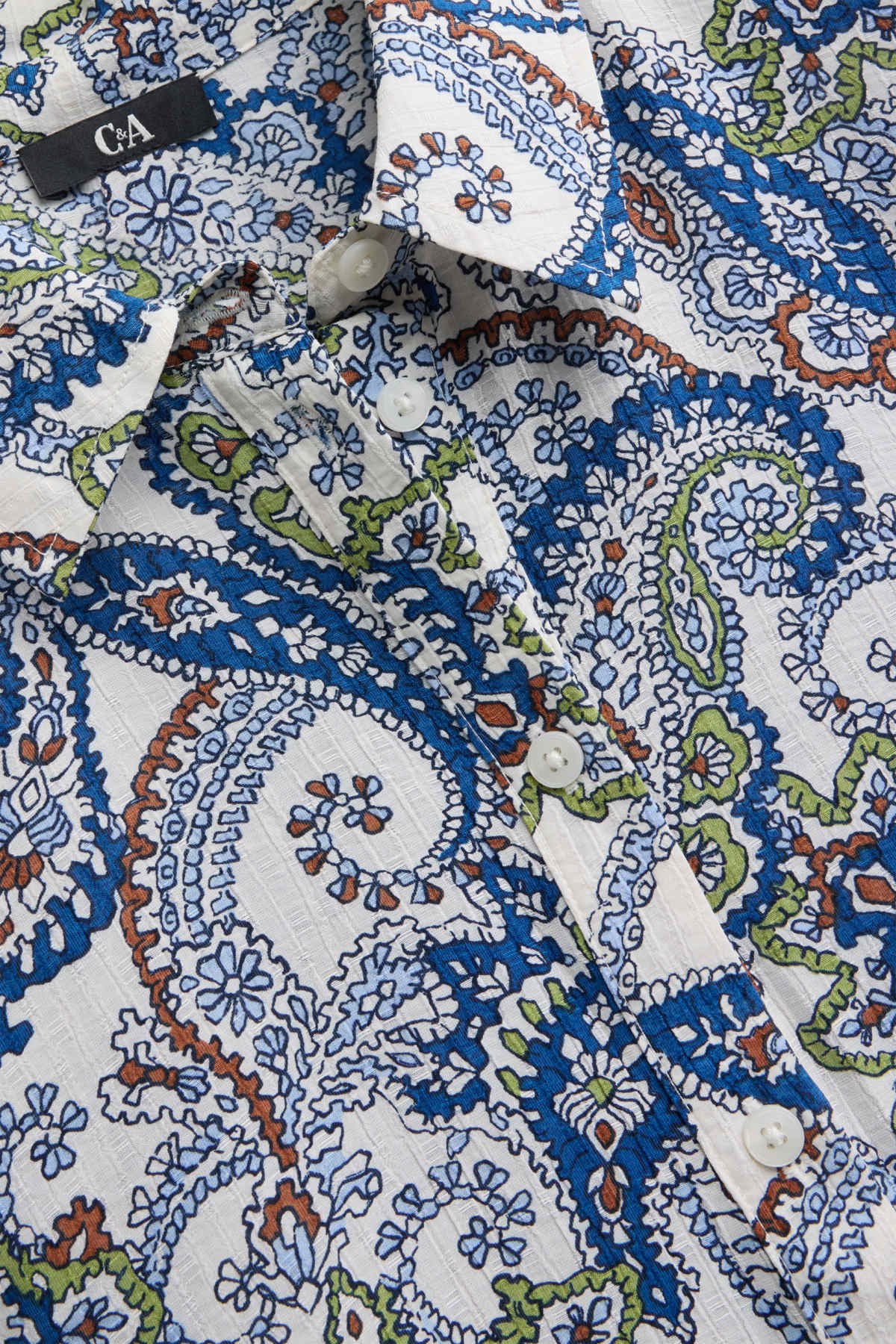 A-line dress - patterned - blue / white