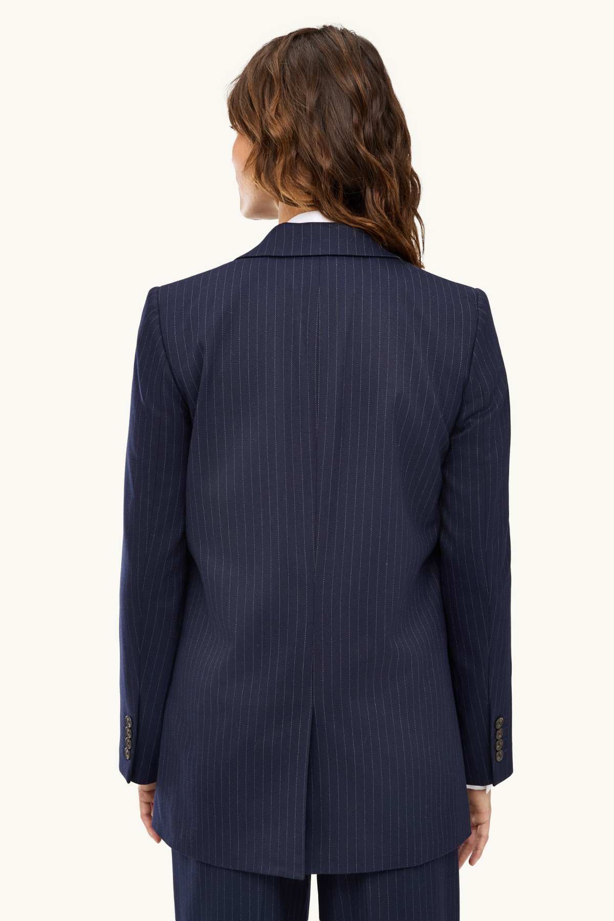 Long blazer - regular fit - pinstripes - dark blue