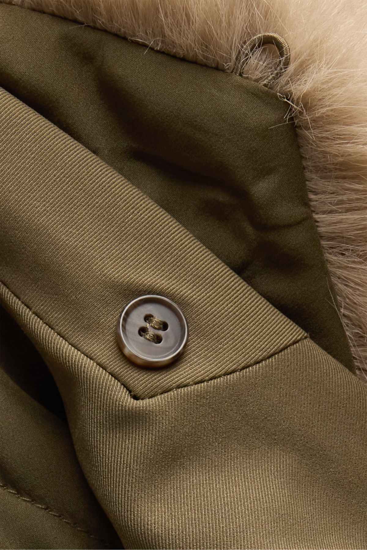 Cropped trench coat with faux fur trim - water-repellent - khaki