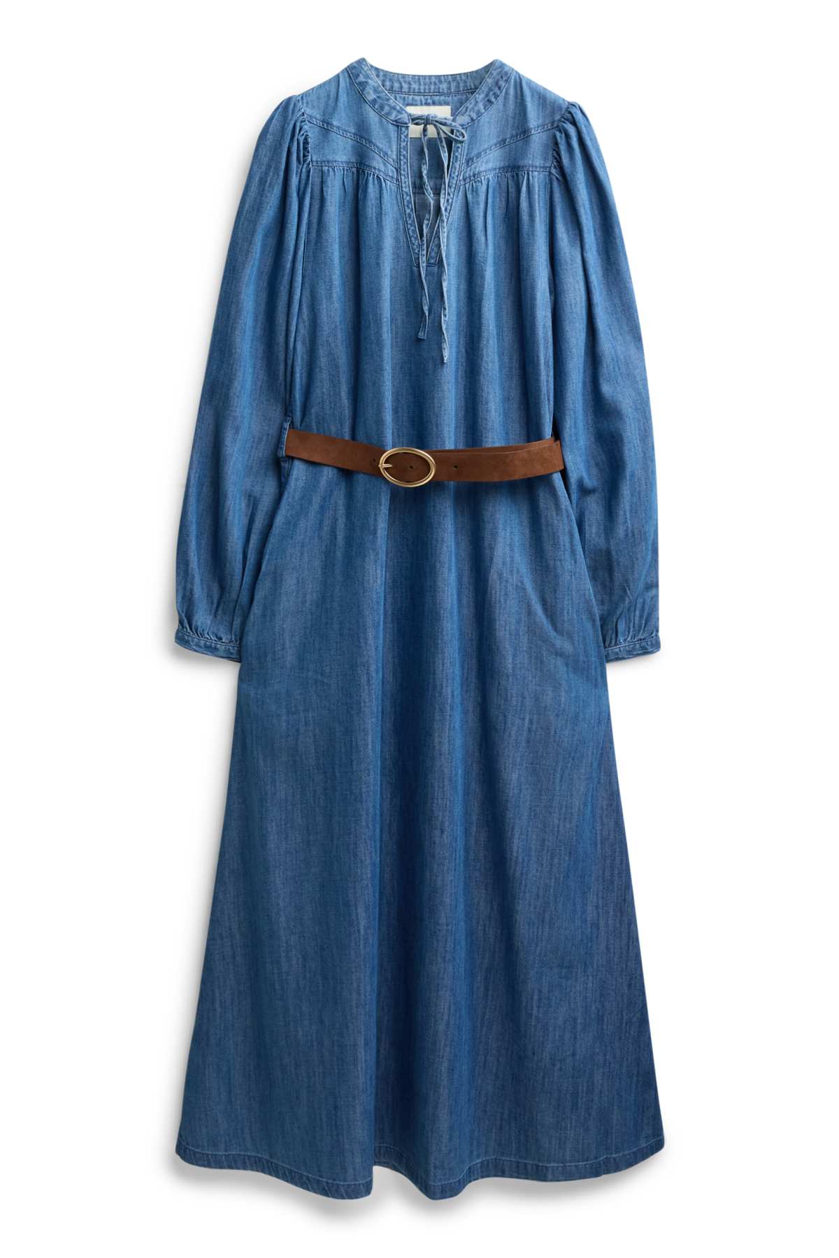Denim dress with belt - blue