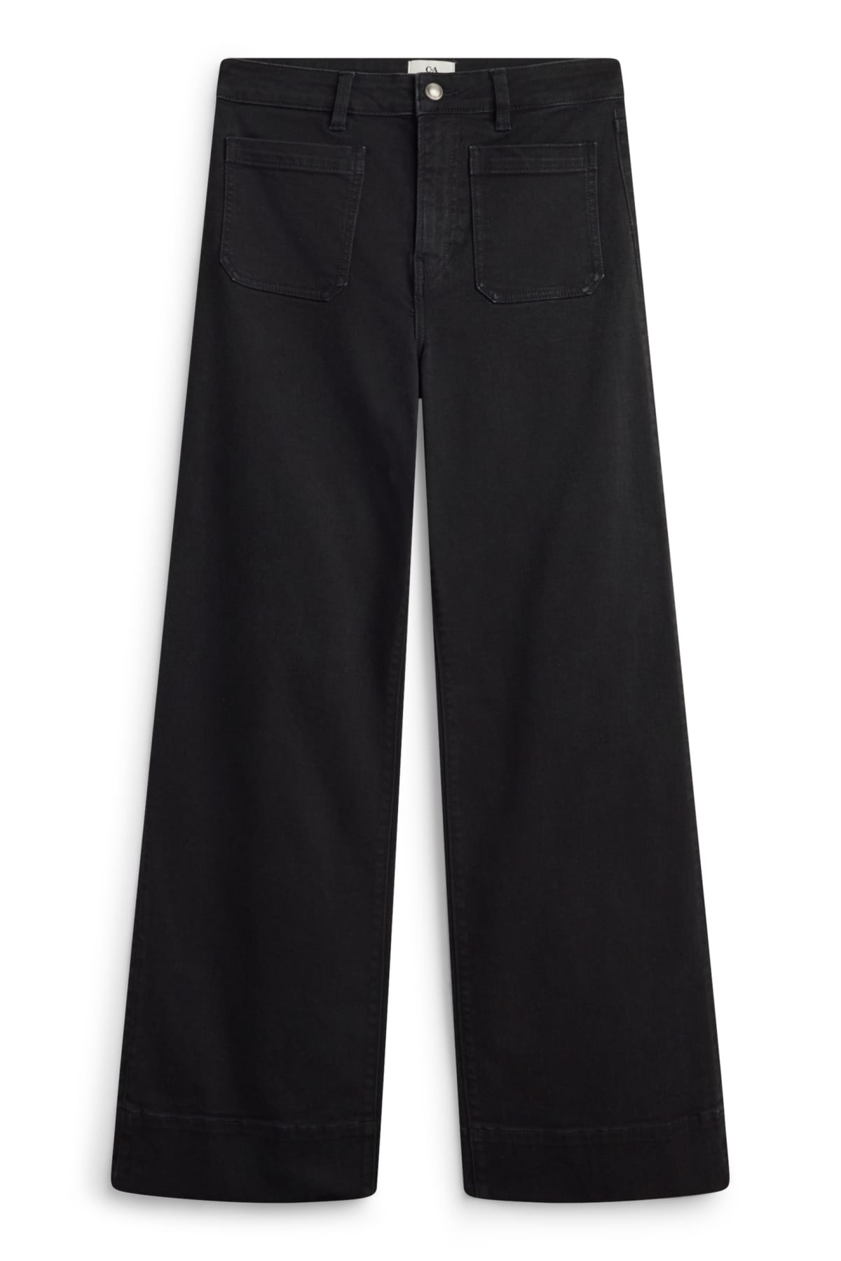 Wide leg jeans - mid-rise waist - black