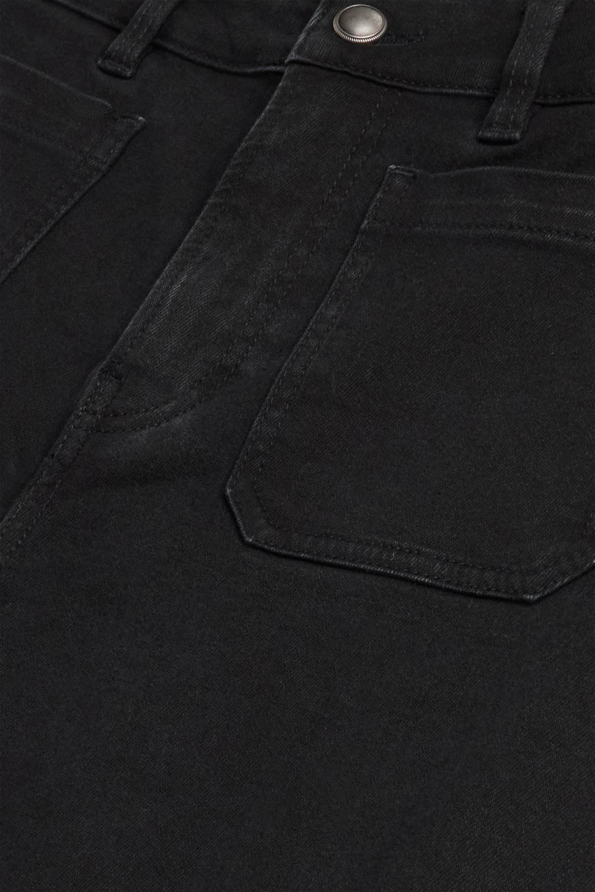 Wide leg jeans - mid-rise waist - black