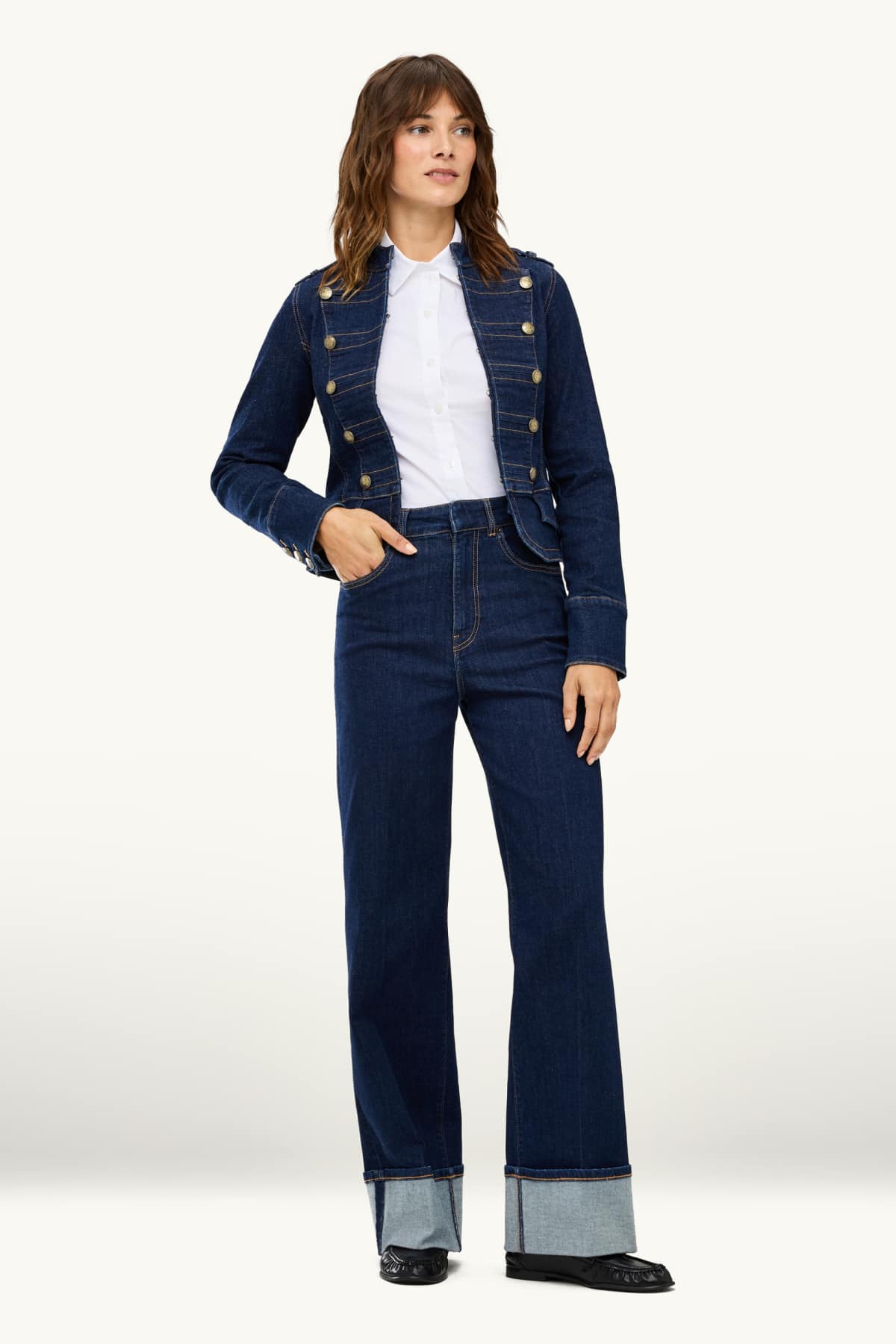 Wide leg jeans - high waist - LYCRA ® - denim-dark blue