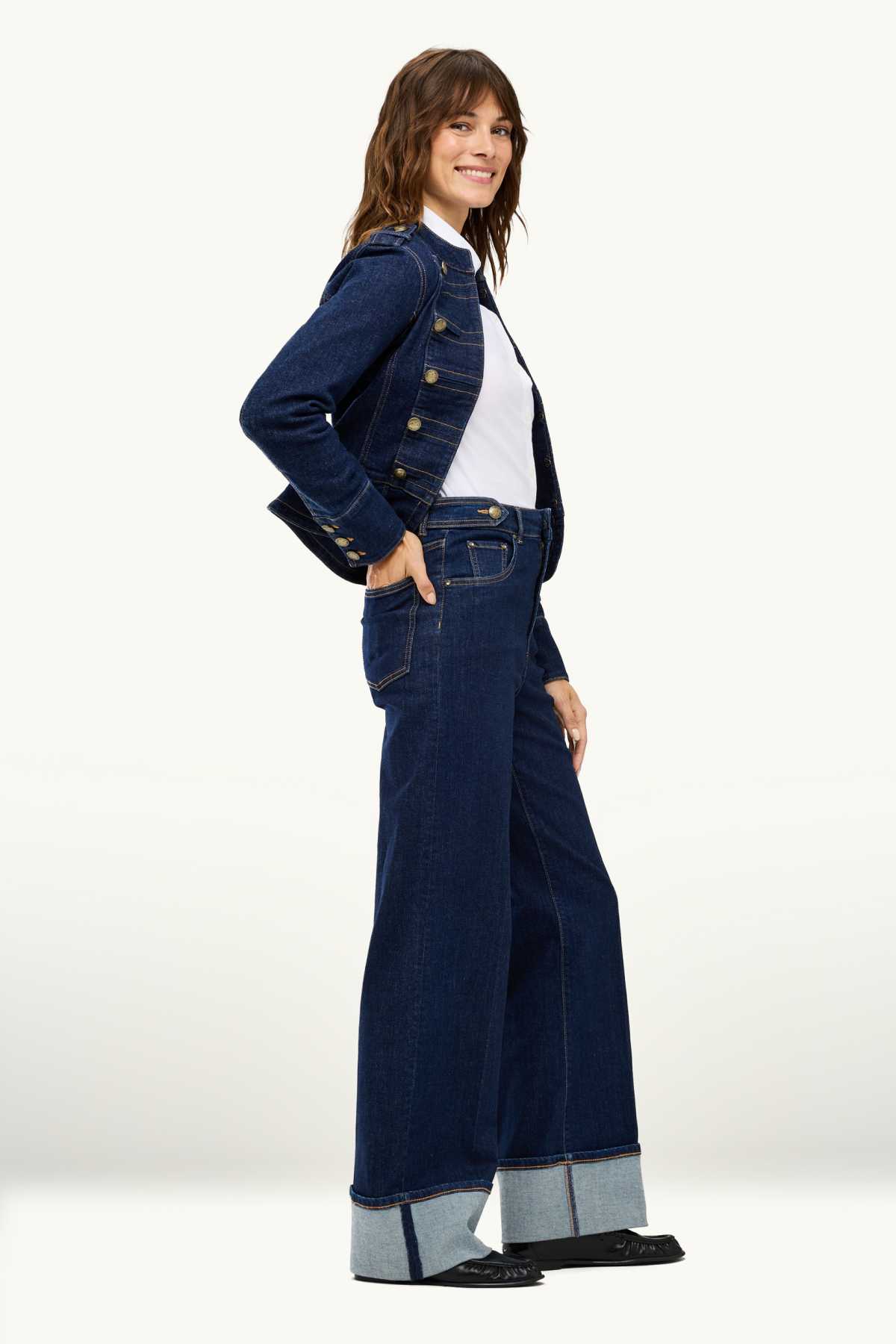 Wide leg jeans - high waist - LYCRA ® - denim-dark blue
