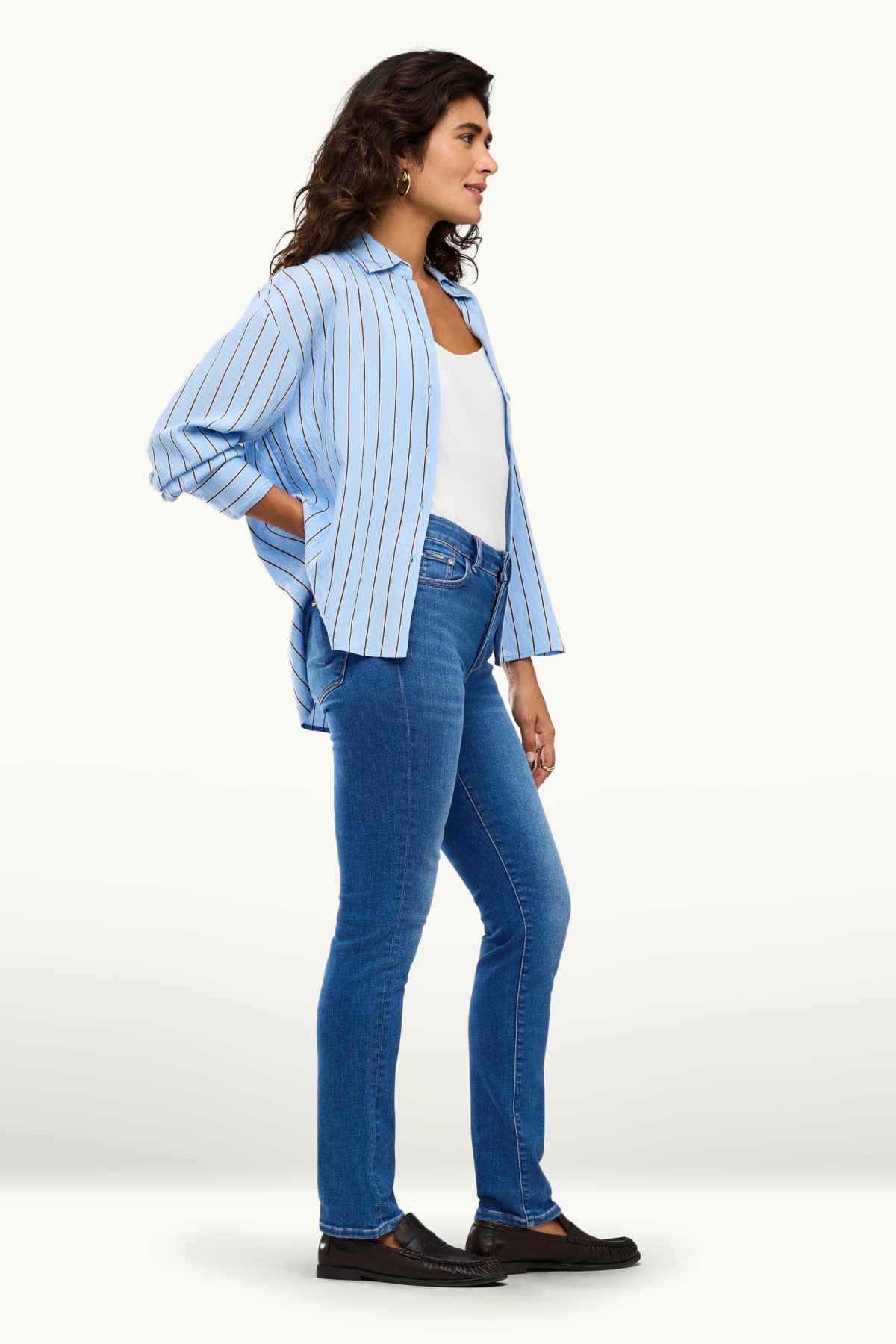 Slim jeans - mid-rise waist - shaping jeans - LYCRA® - blue denim