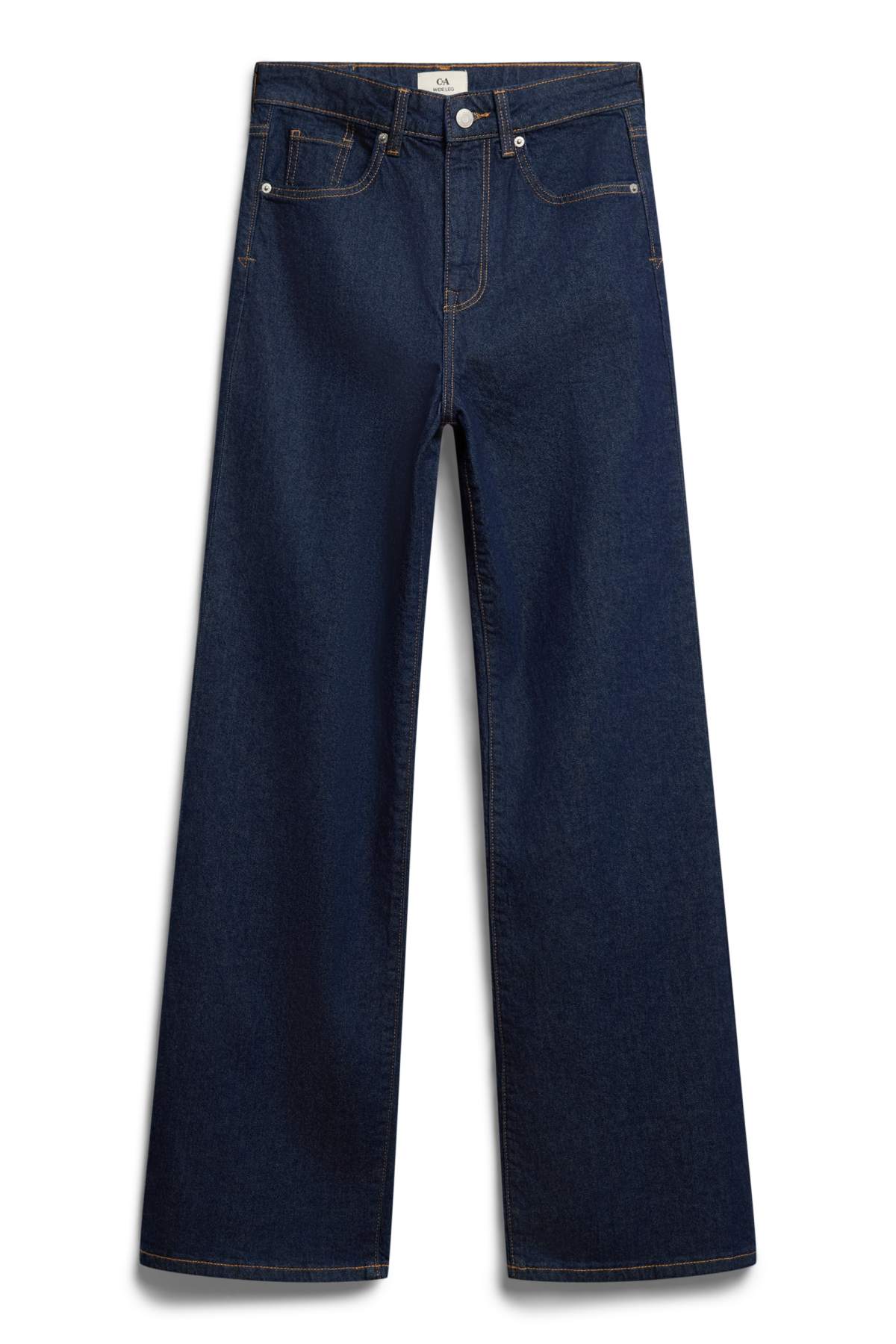 Wide leg jeans - high waist - denim-dark blue