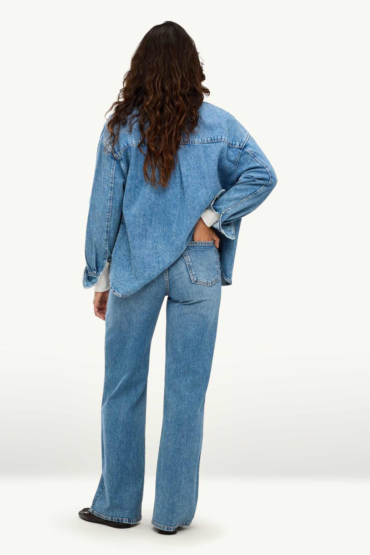 Wide leg jeans - high waist - blue denim