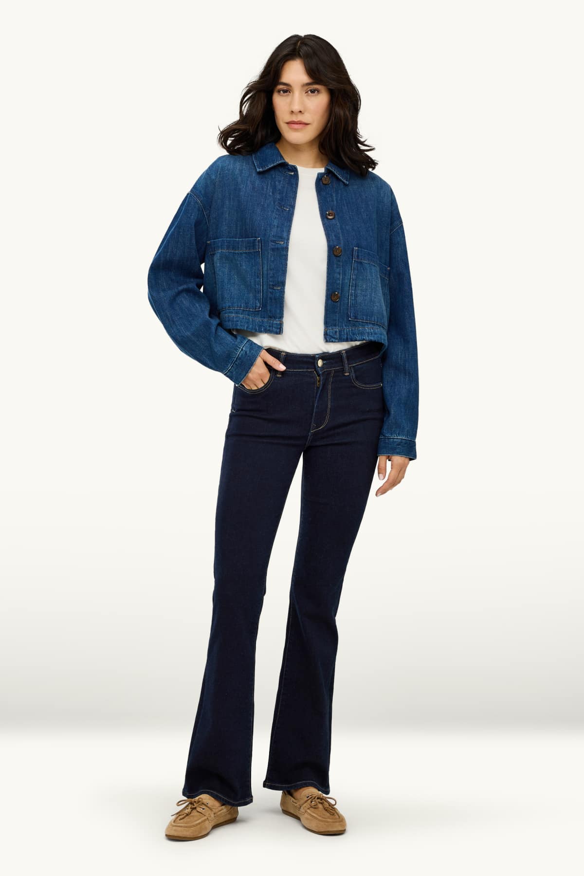 Bootcut jeans - mid-rise waist - shaping jeans - LYCRA® - denim-dark blue