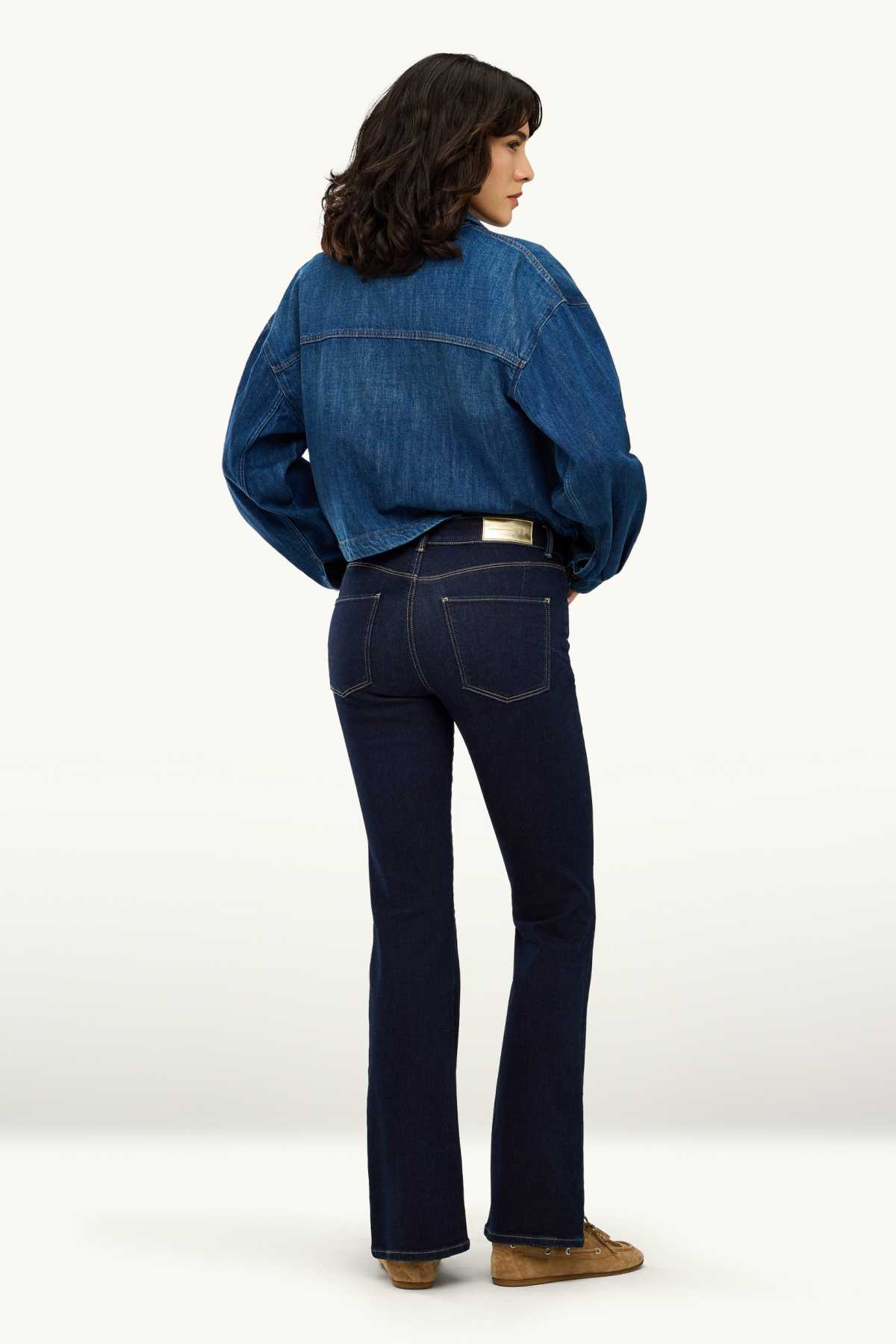 Bootcut jeans - mid-rise waist - shaping jeans - LYCRA® - denim-dark blue