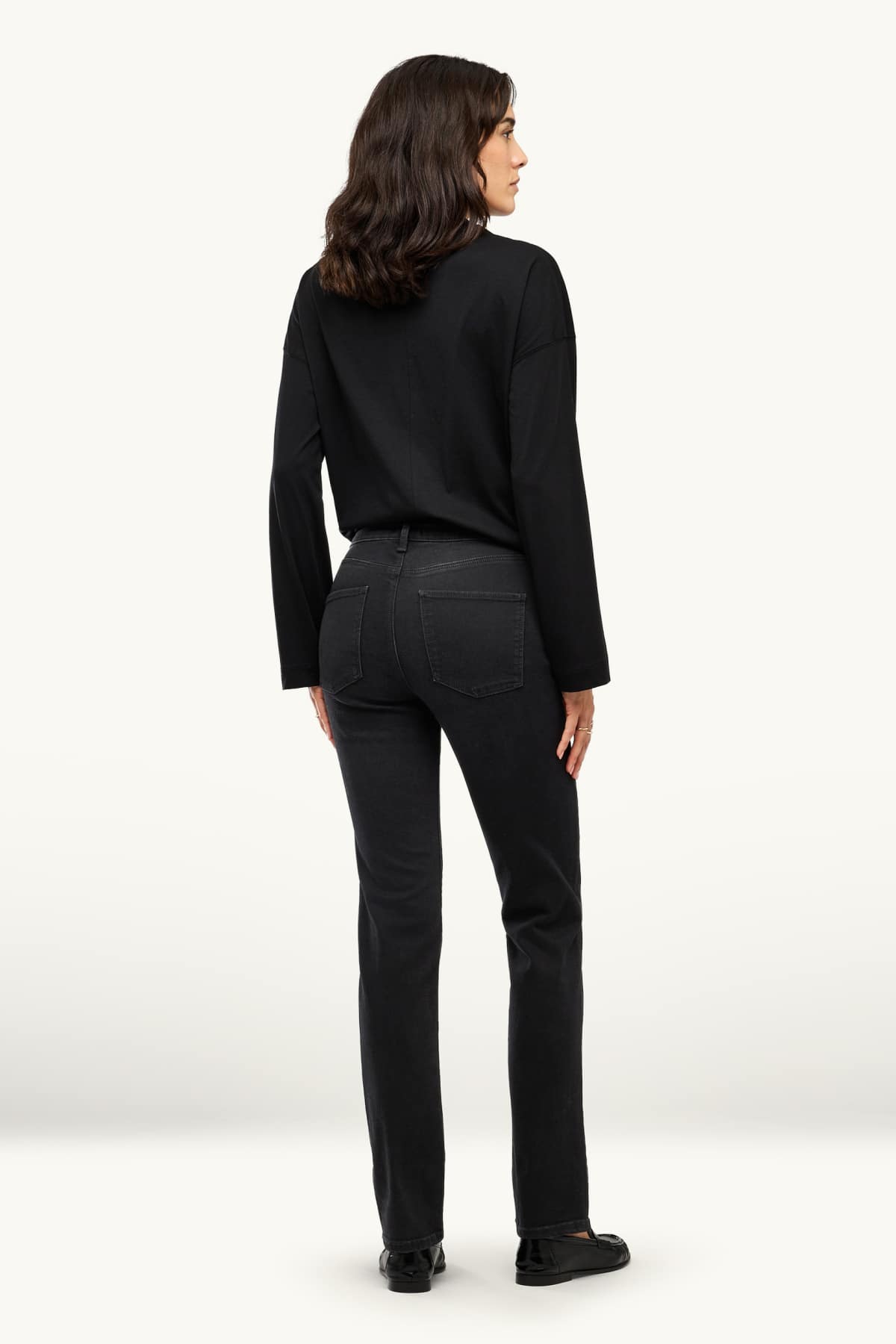 Straight jeans - mid-rise waist - shaping jeans - black