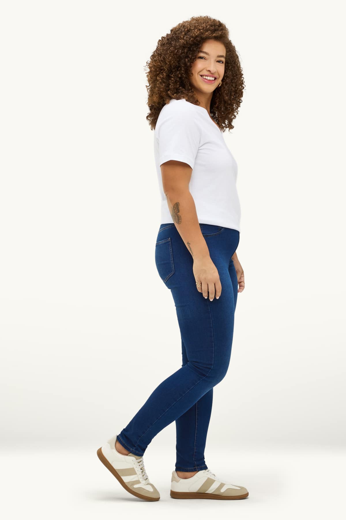 Jegging jeans - mid-rise waist - blue denim