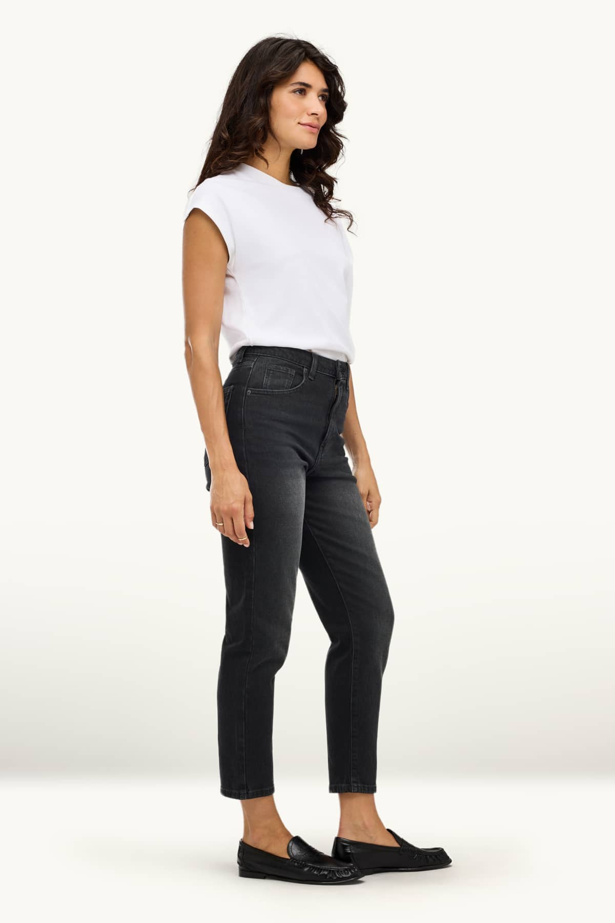 Mom jeans - high waist - LYCRA® - denim-dark gray