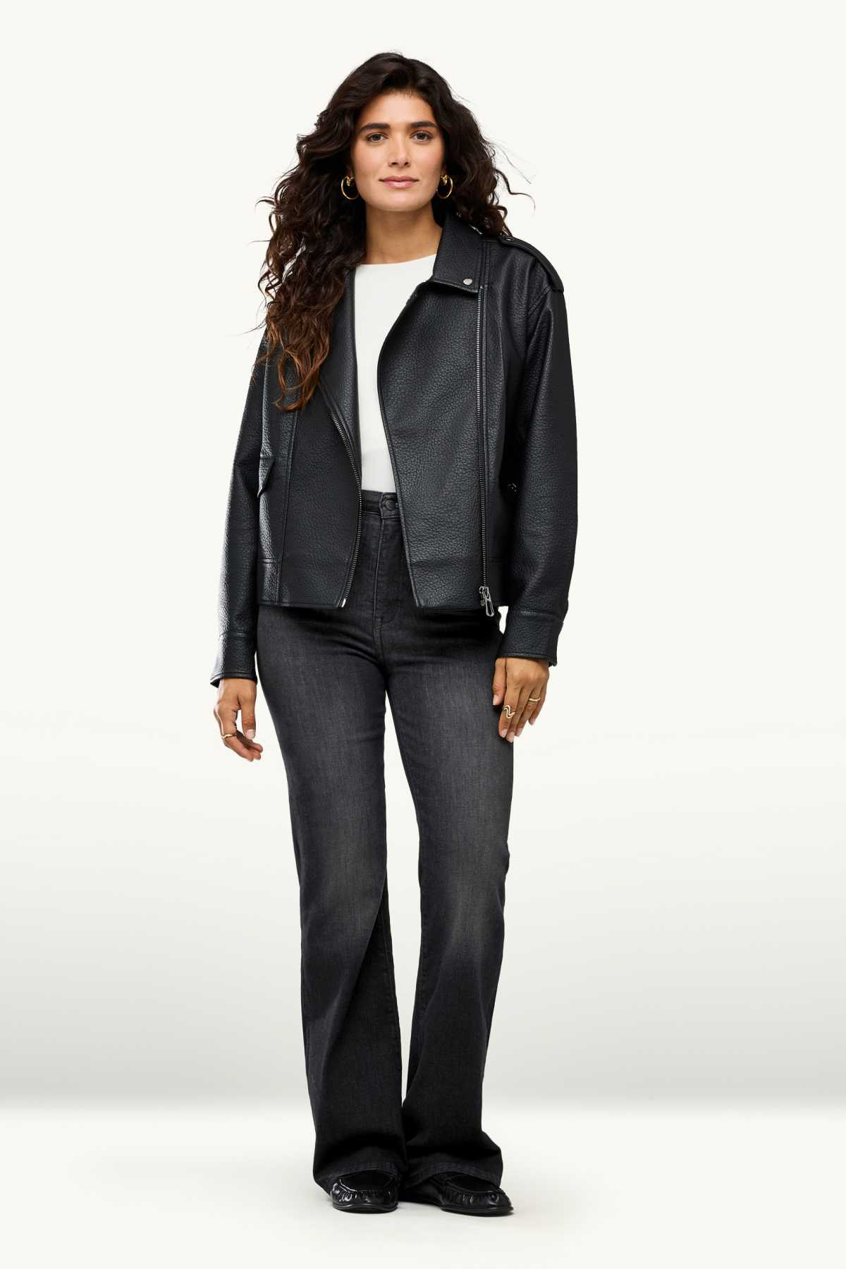 Flared jeans - high waist - black