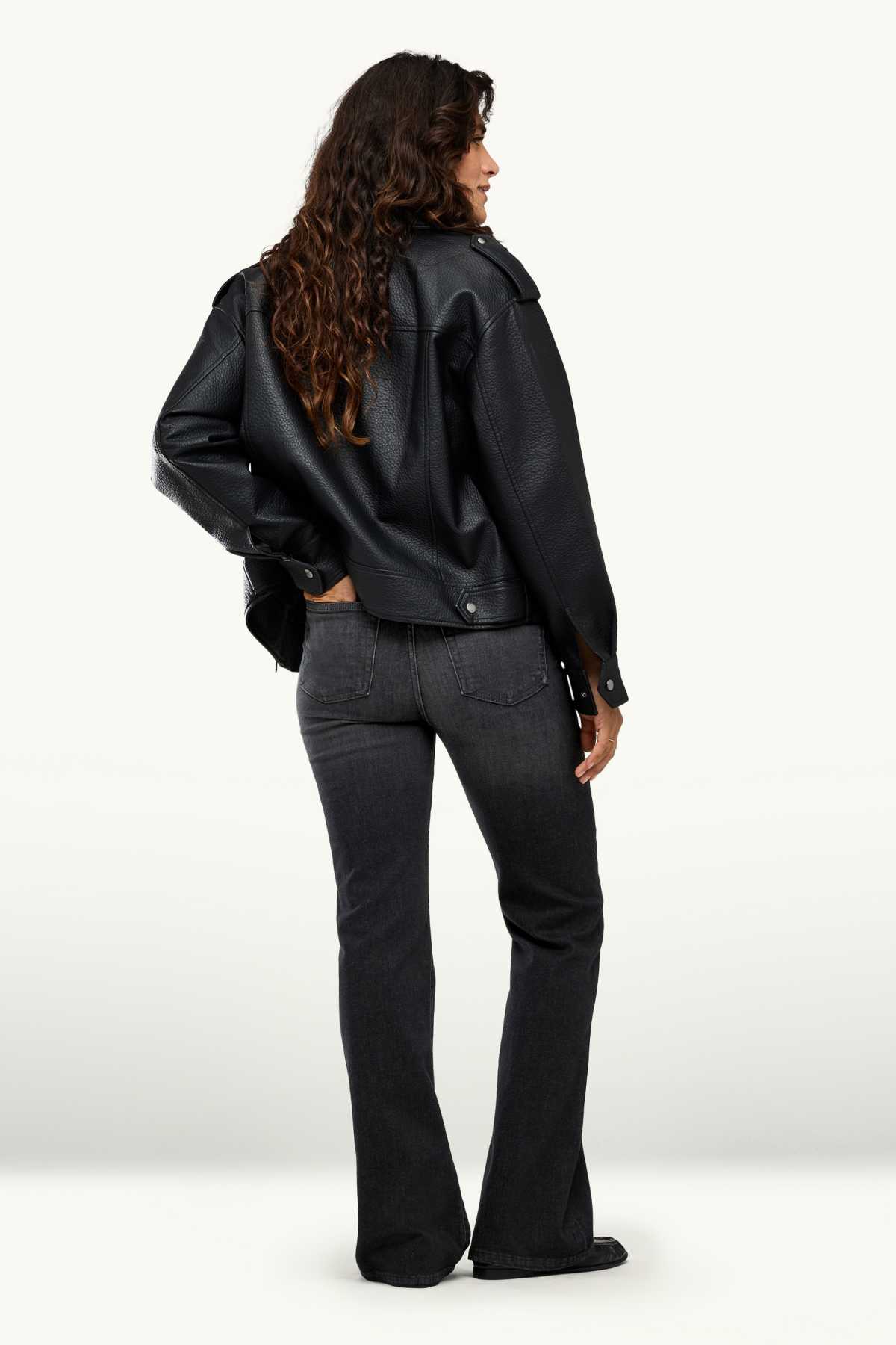 Flared jeans - high waist - black