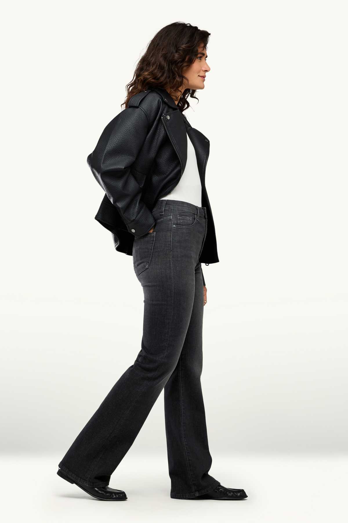 Flared jeans - high waist - black
