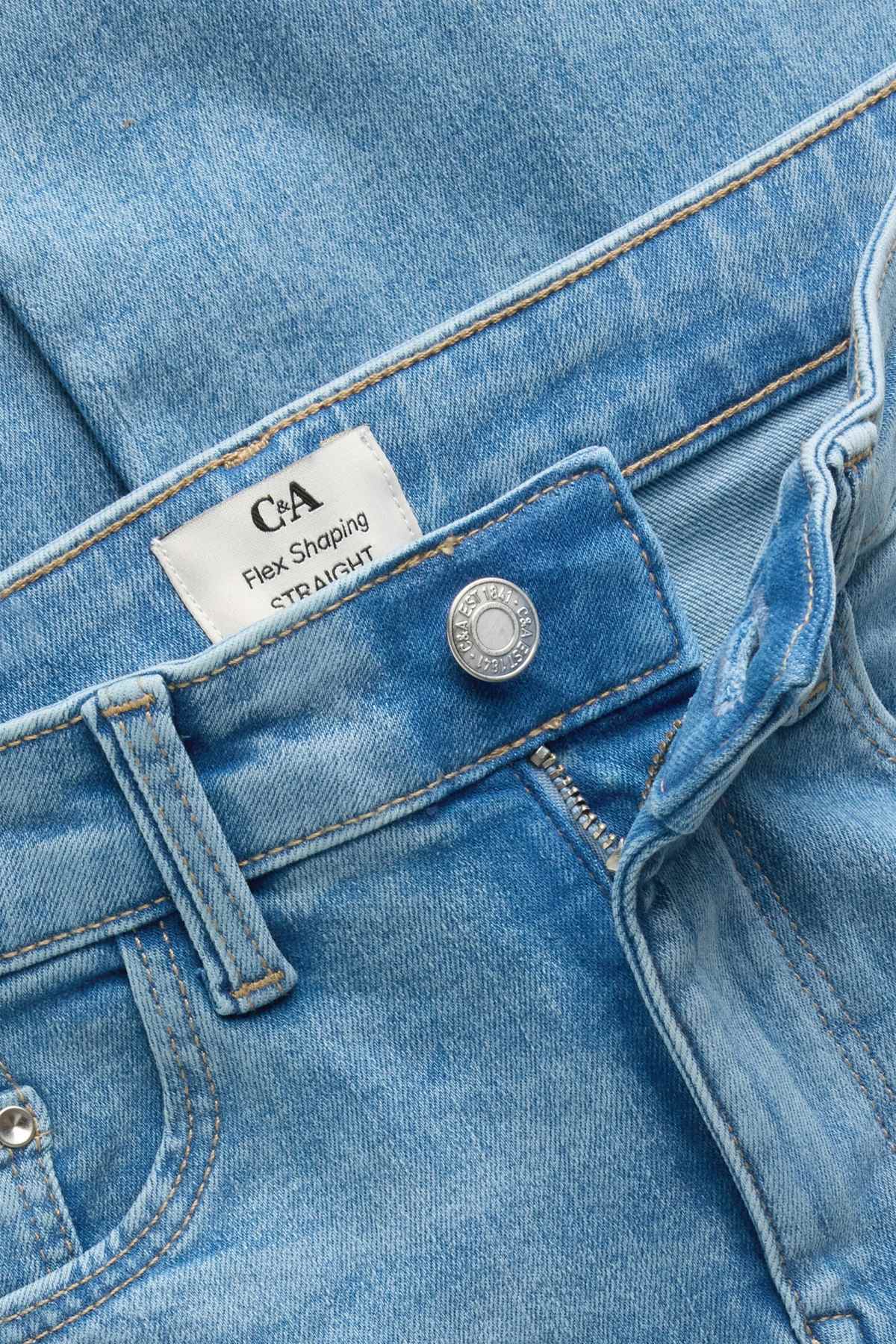 Straight jeans - mid-rise waist - shaping jeans - LYCRA® - denim-light blue