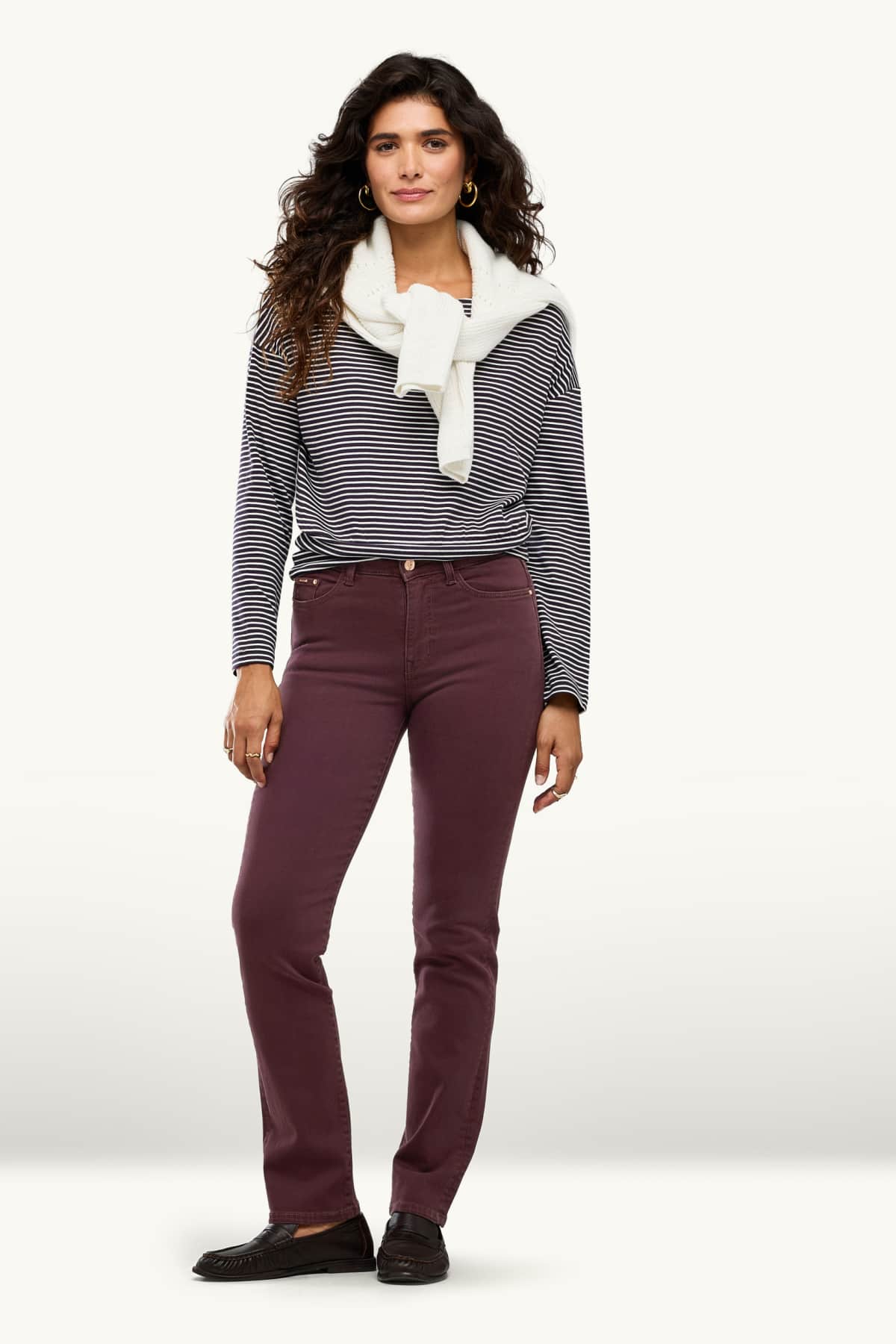 Straight jeans - mid-rise waist - shaping jeans - LYCRA® - bordeaux