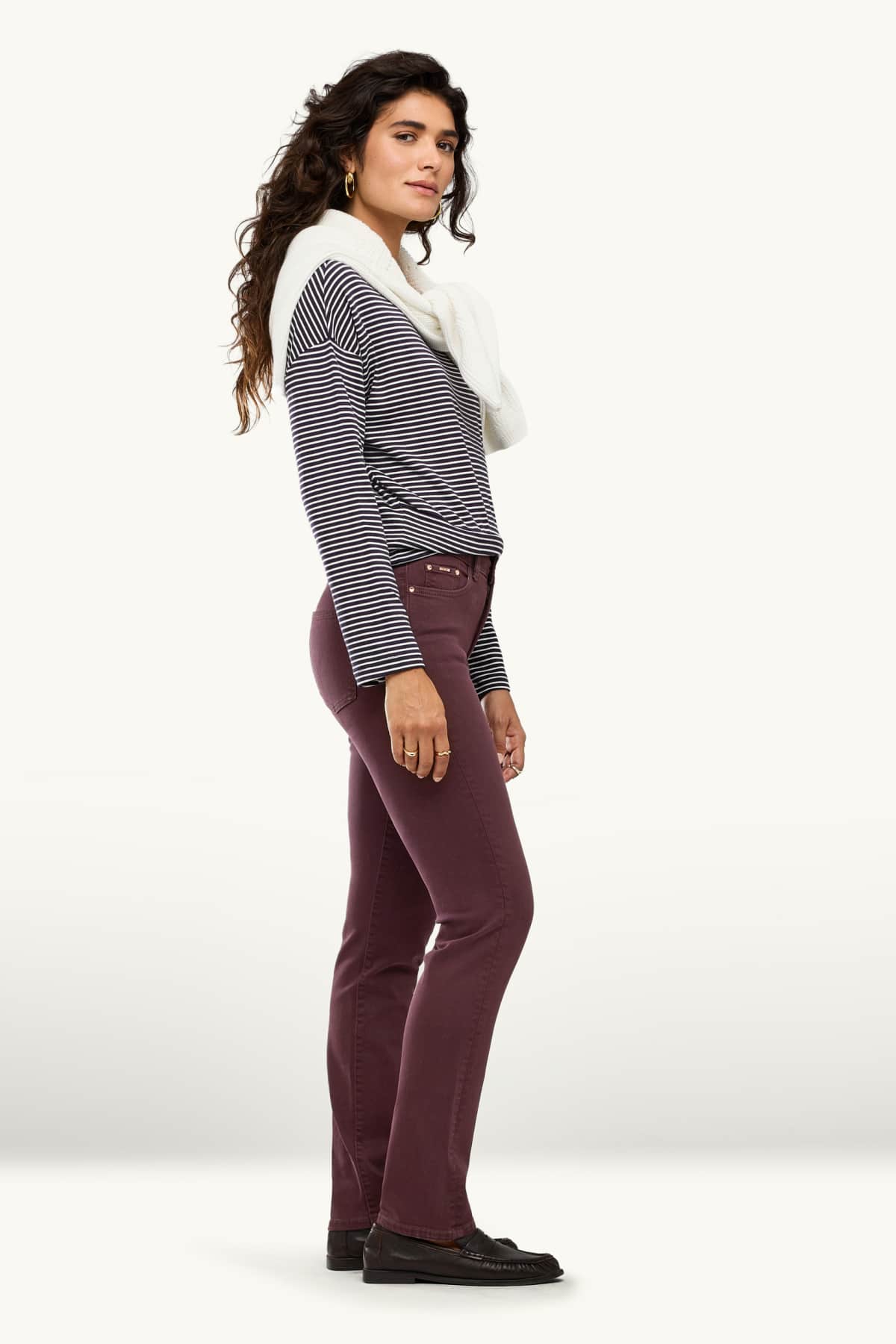 Straight jeans - mid-rise waist - shaping jeans - LYCRA® - bordeaux