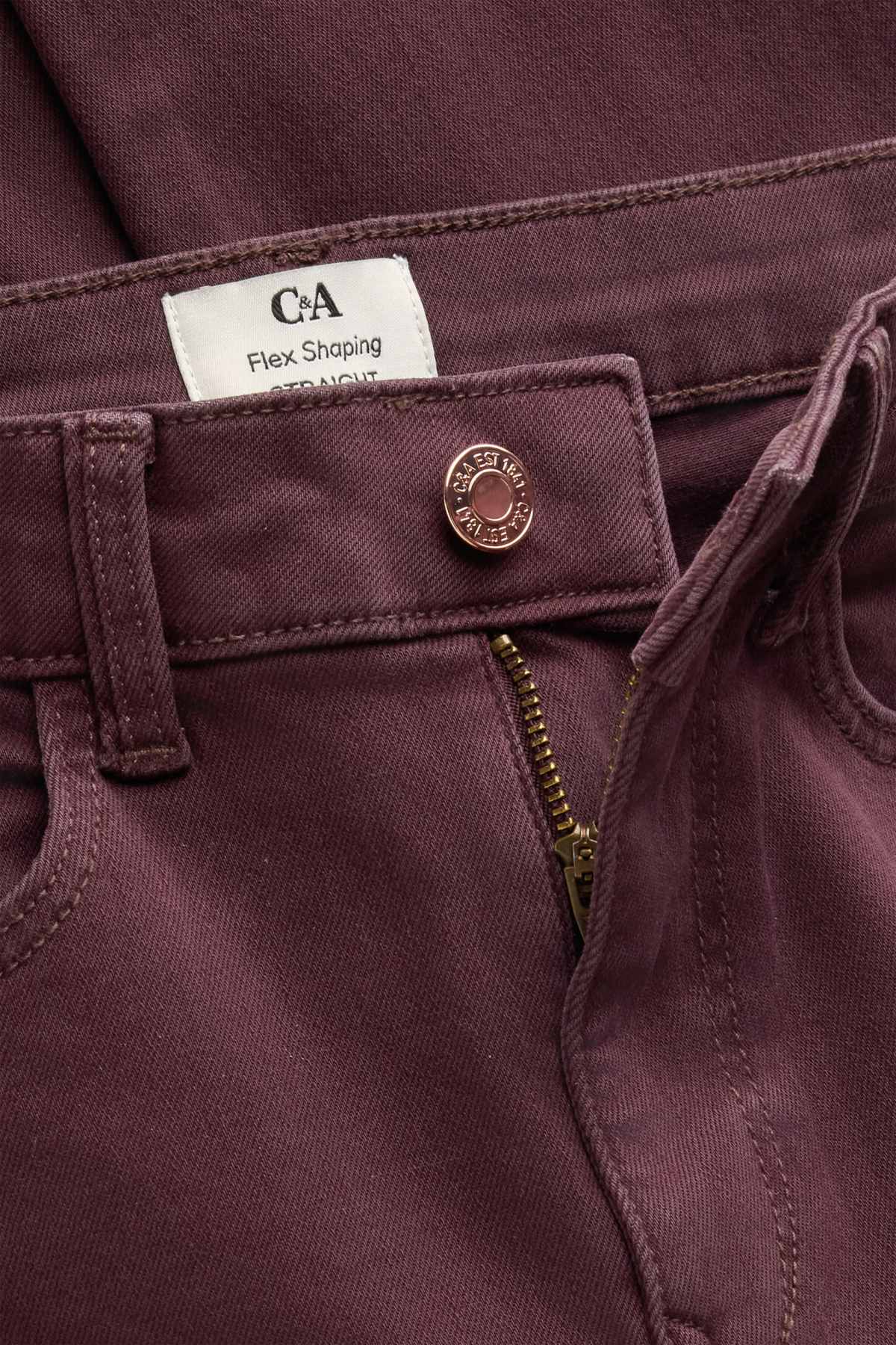 Straight jeans - mid-rise waist - shaping jeans - LYCRA® - bordeaux